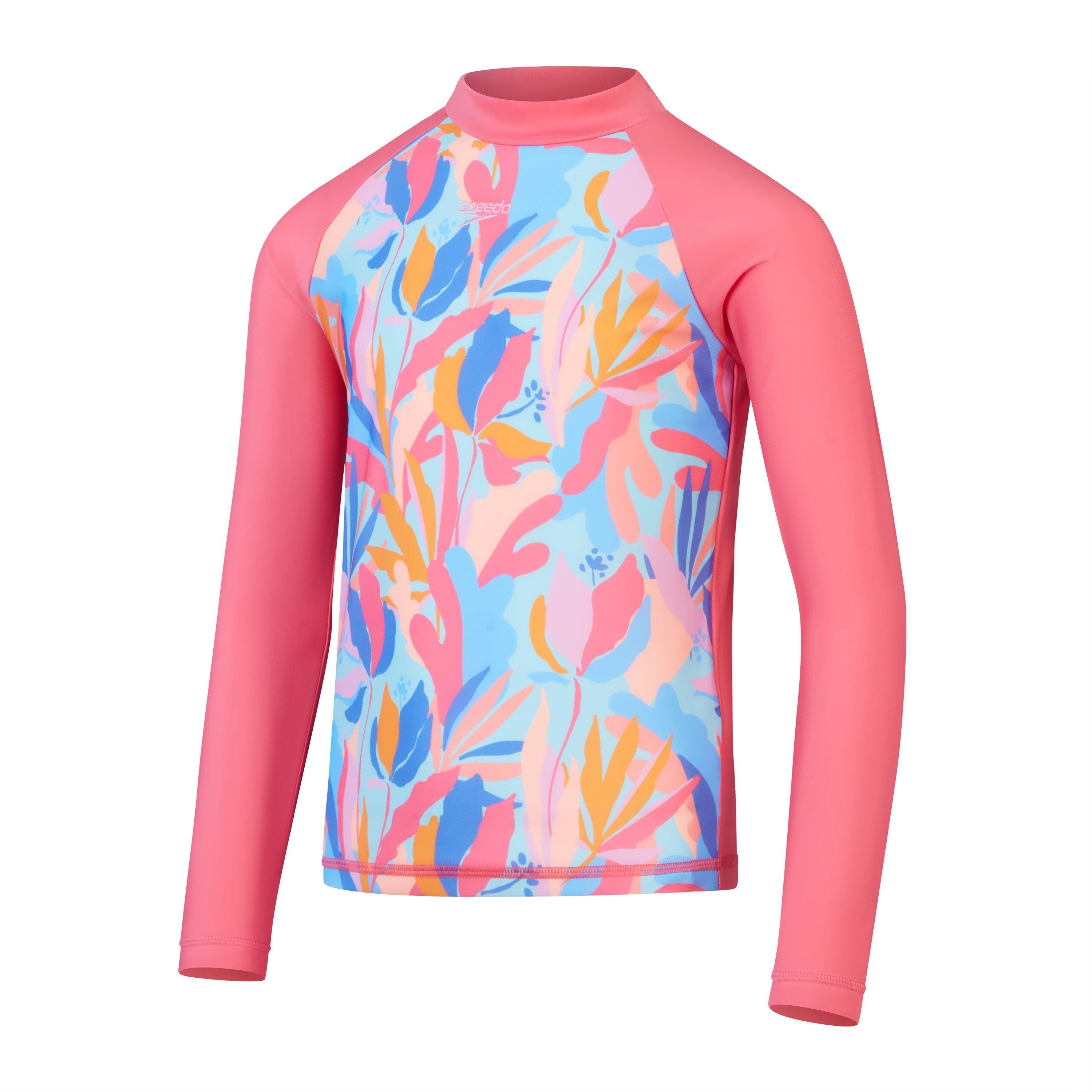 Pink/Blue - Speedo - Kids' Long Sleeve Performance Gym Top - 1