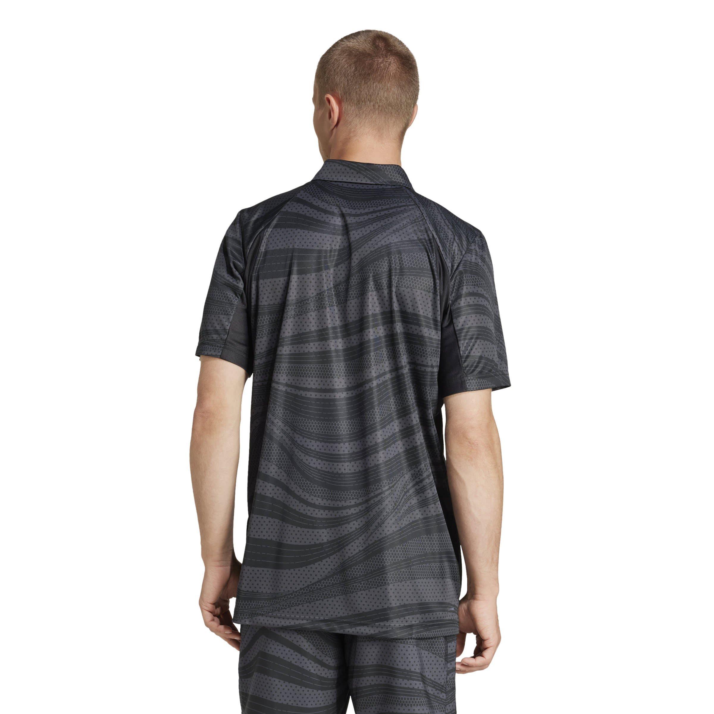 Black/Carbon - adidas - Club Tennis Climacool Graphic Mens Performance Polo Shirt - 3