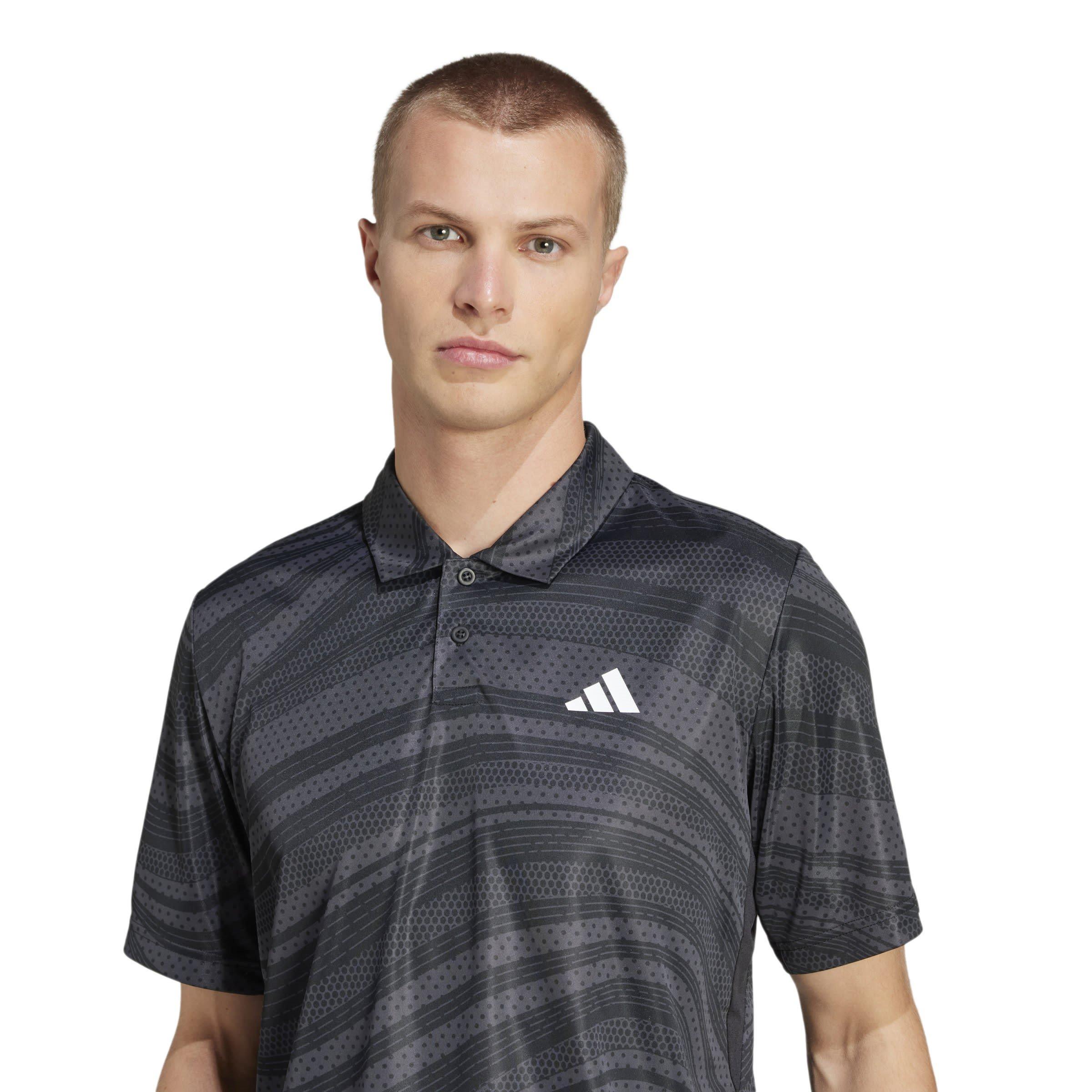 Black/Carbon - adidas - Club Tennis Climacool Graphic Mens Performance Polo Shirt - 5