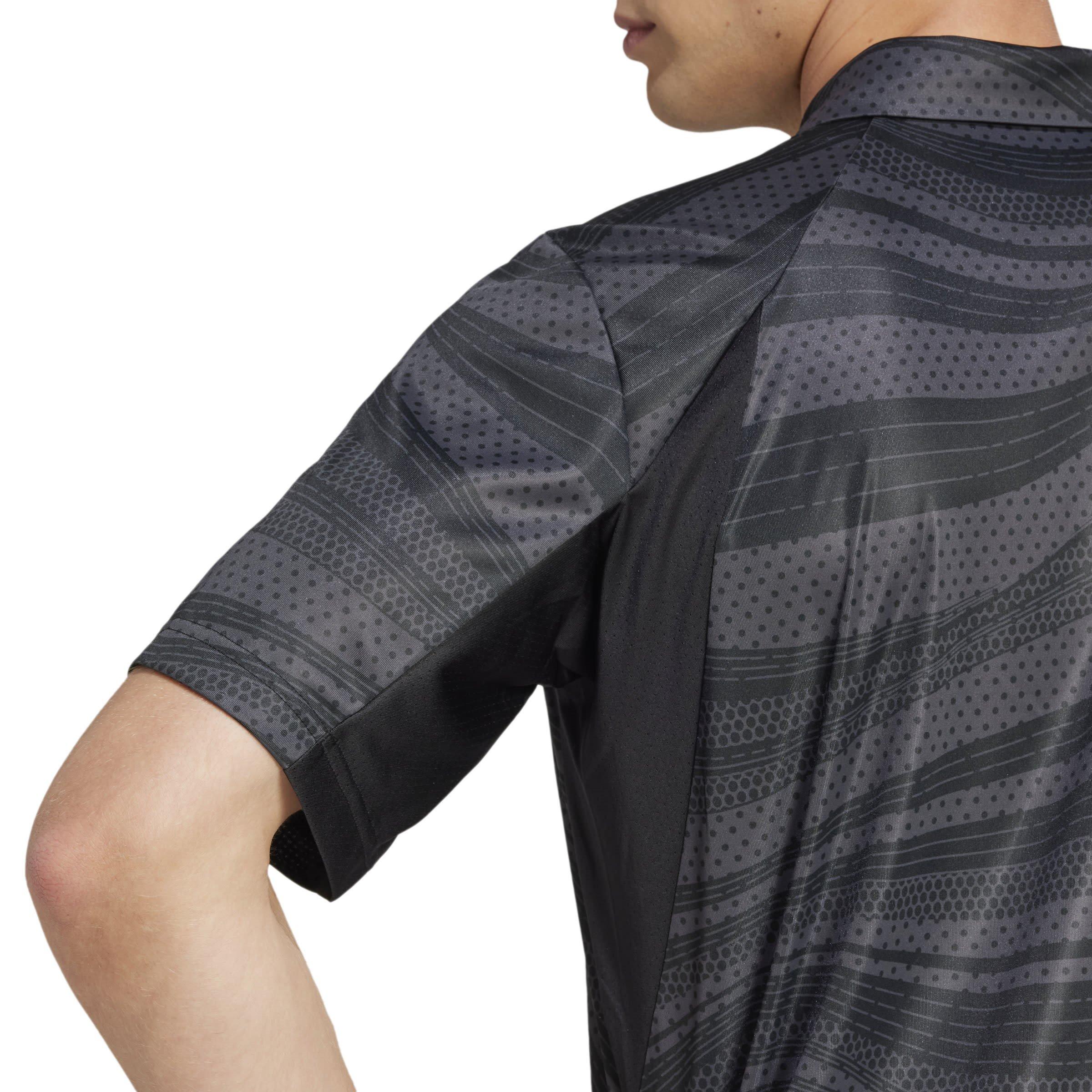 Black/Carbon - adidas - Club Tennis Climacool Graphic Mens Performance Polo Shirt - 6