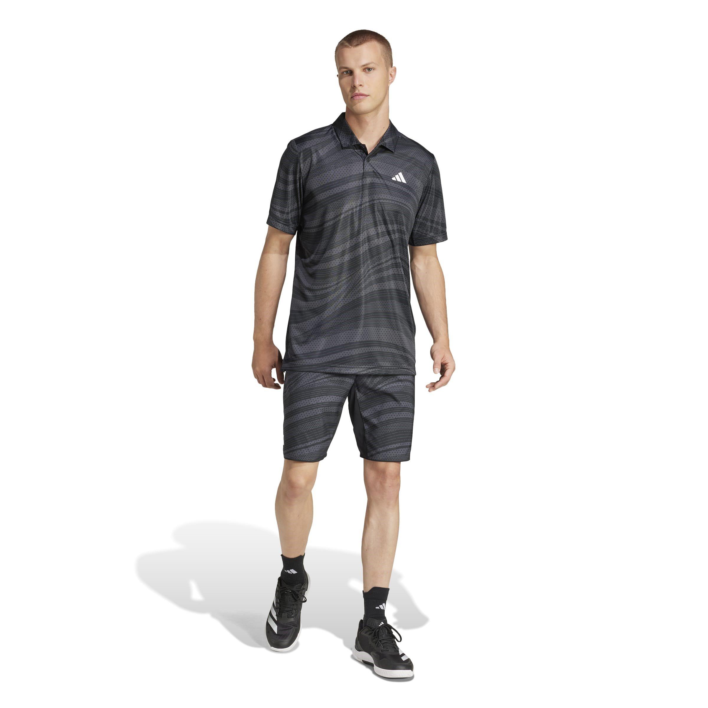 Black/Carbon - adidas - Club Tennis Climacool Graphic Mens Performance Polo Shirt - 7
