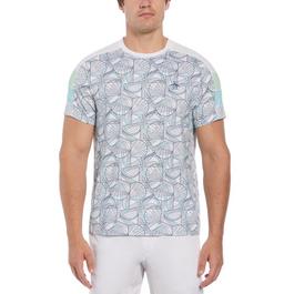 Original Penguin Tennis Racket Print Performance Short Sleeve Tennis T Shirt