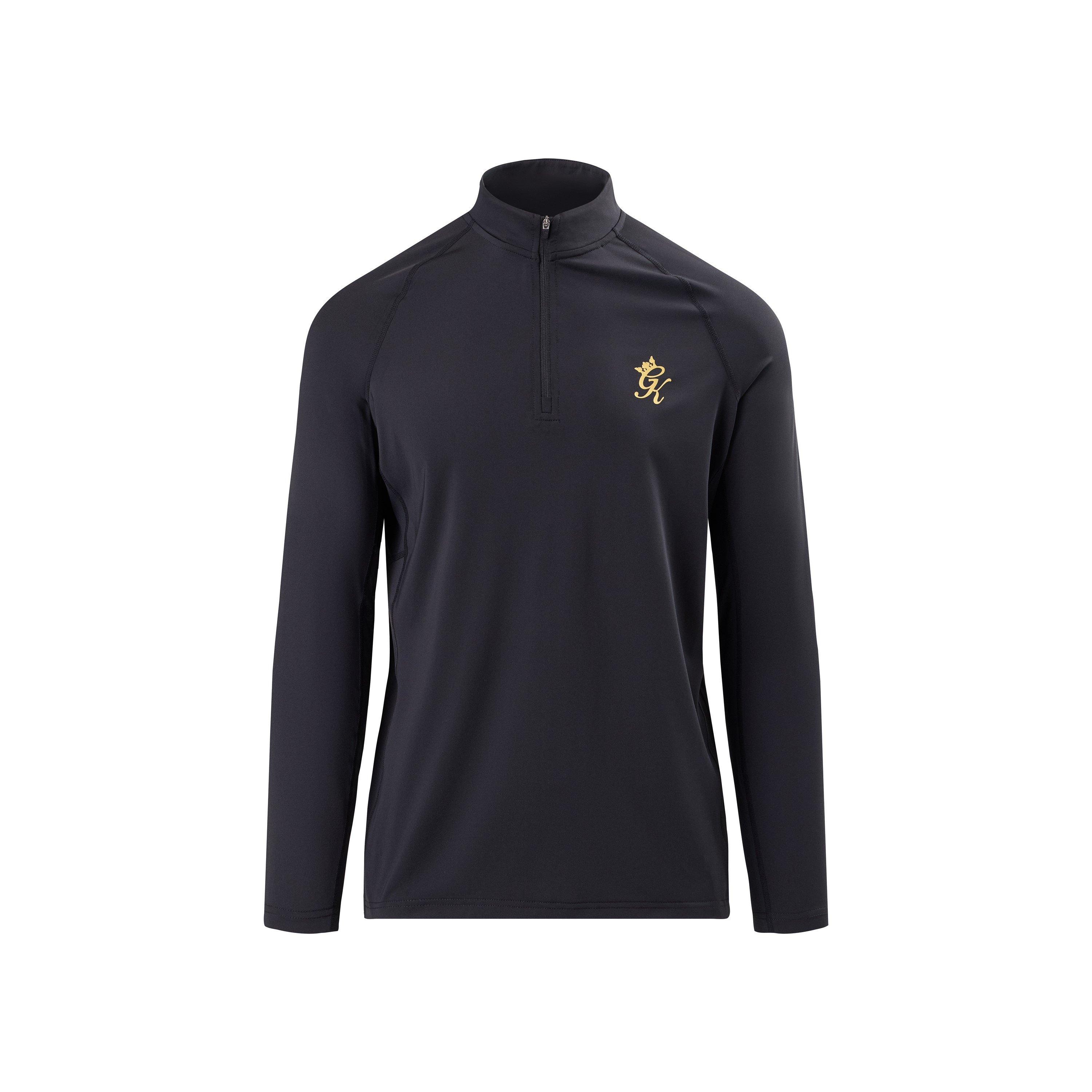 Gym King Men's Energy Quarter Zip Performance Tracksuit Top - Black/Gold - Small