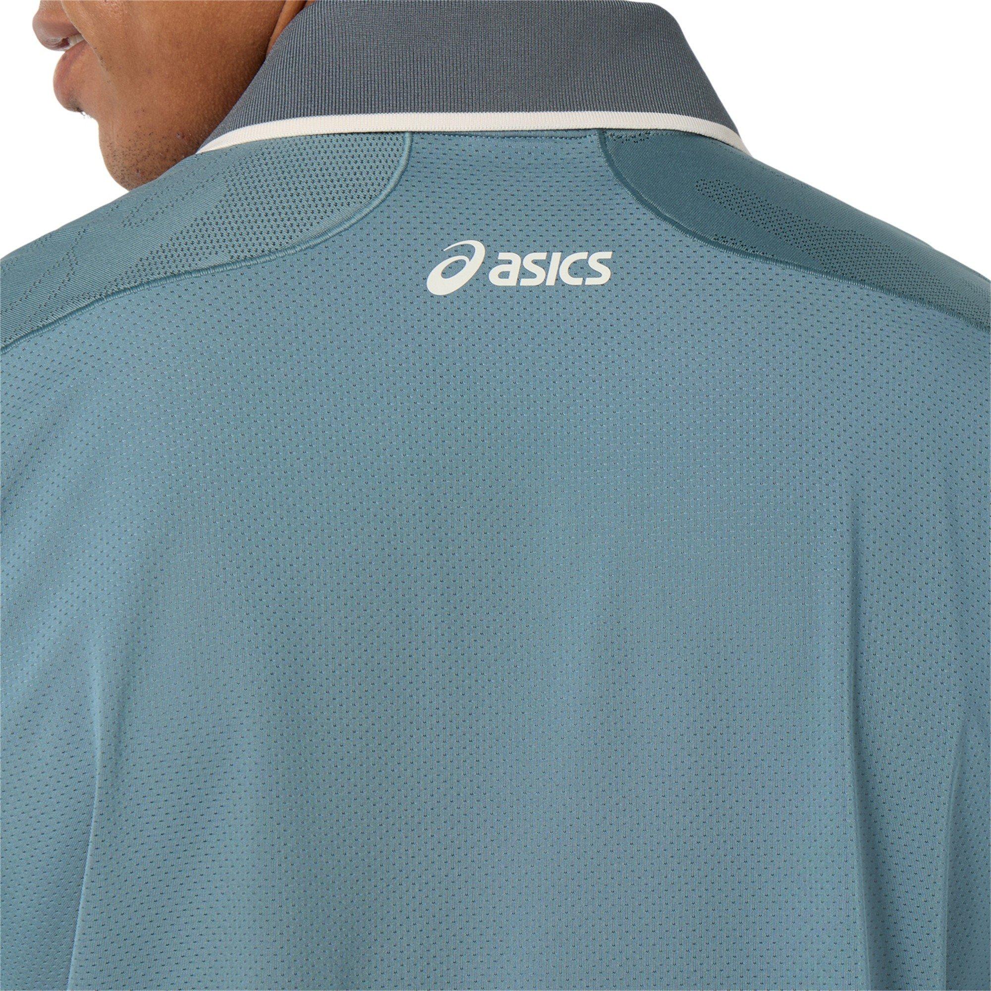 Foggy Teal - Asics - Men's Match Short Sleeve Polo Shirt - 4