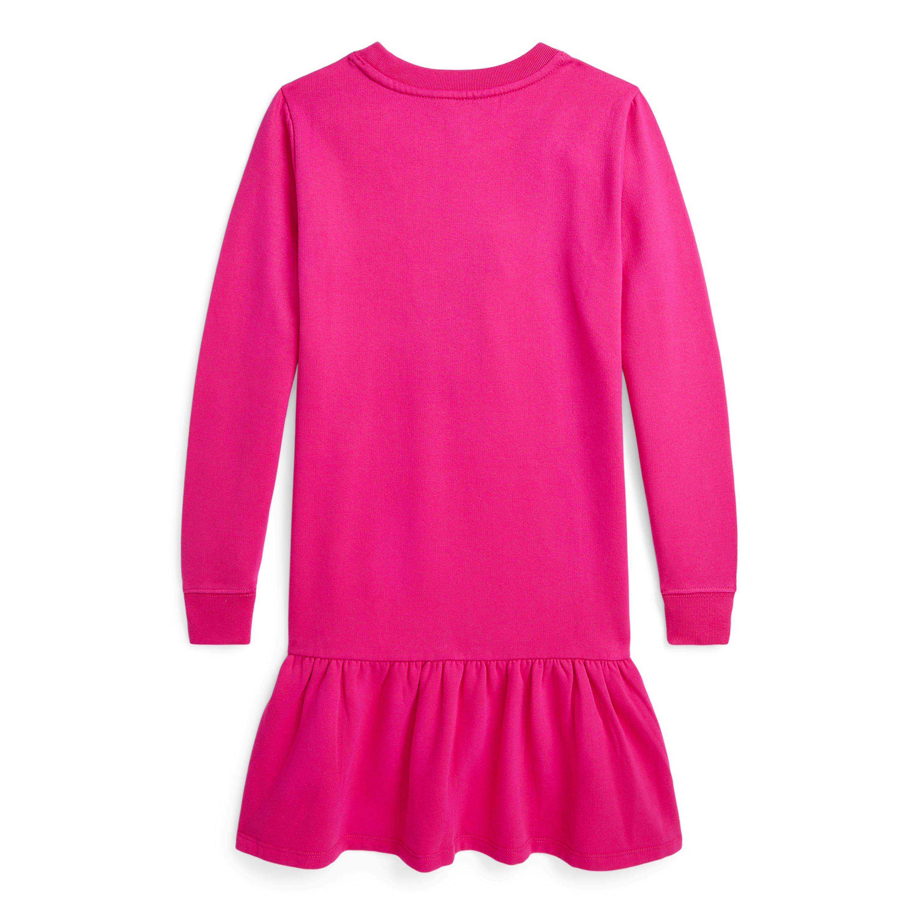 Brght Pnk/Blue - Polo Ralph Lauren - Long Sleeve Big Pony Fleece Dress Juniors - 2