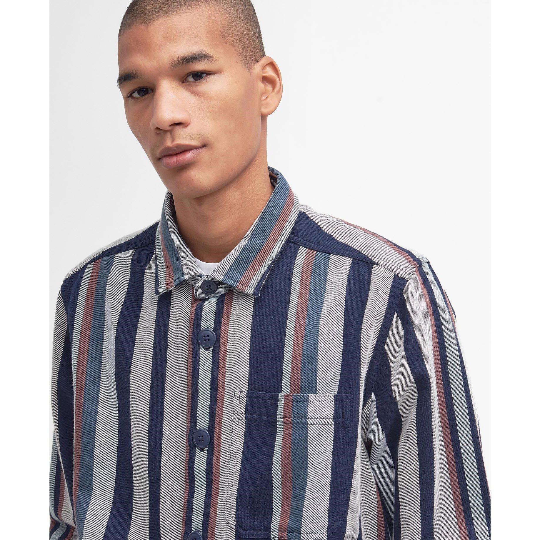Dark Slate GY99 - Barbour - Men's Hawkhill Striped Lightweight Overshirt - 4