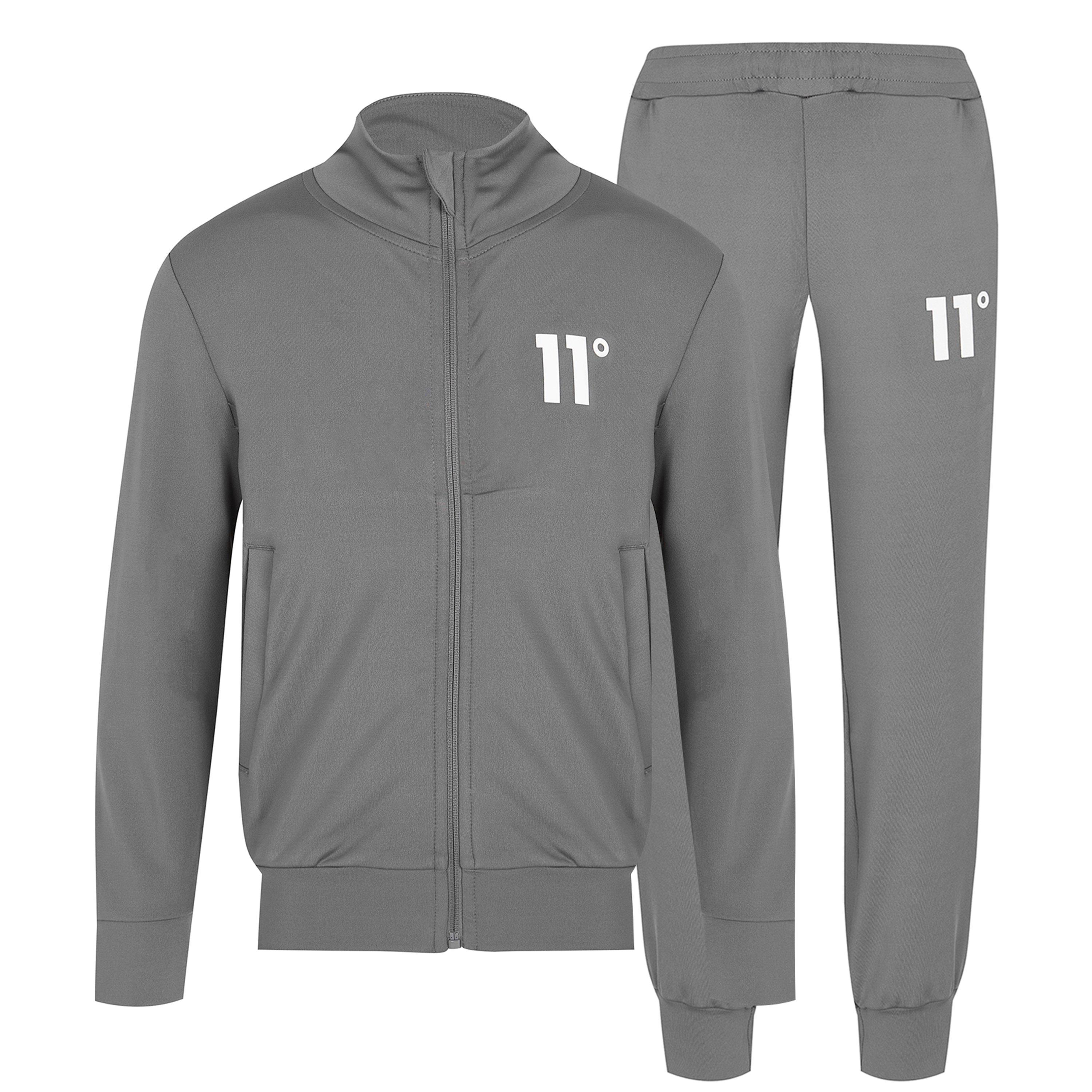 11 Degrees Boys Poly Zip Track Suit - Steel/White - 12-13 Yrs