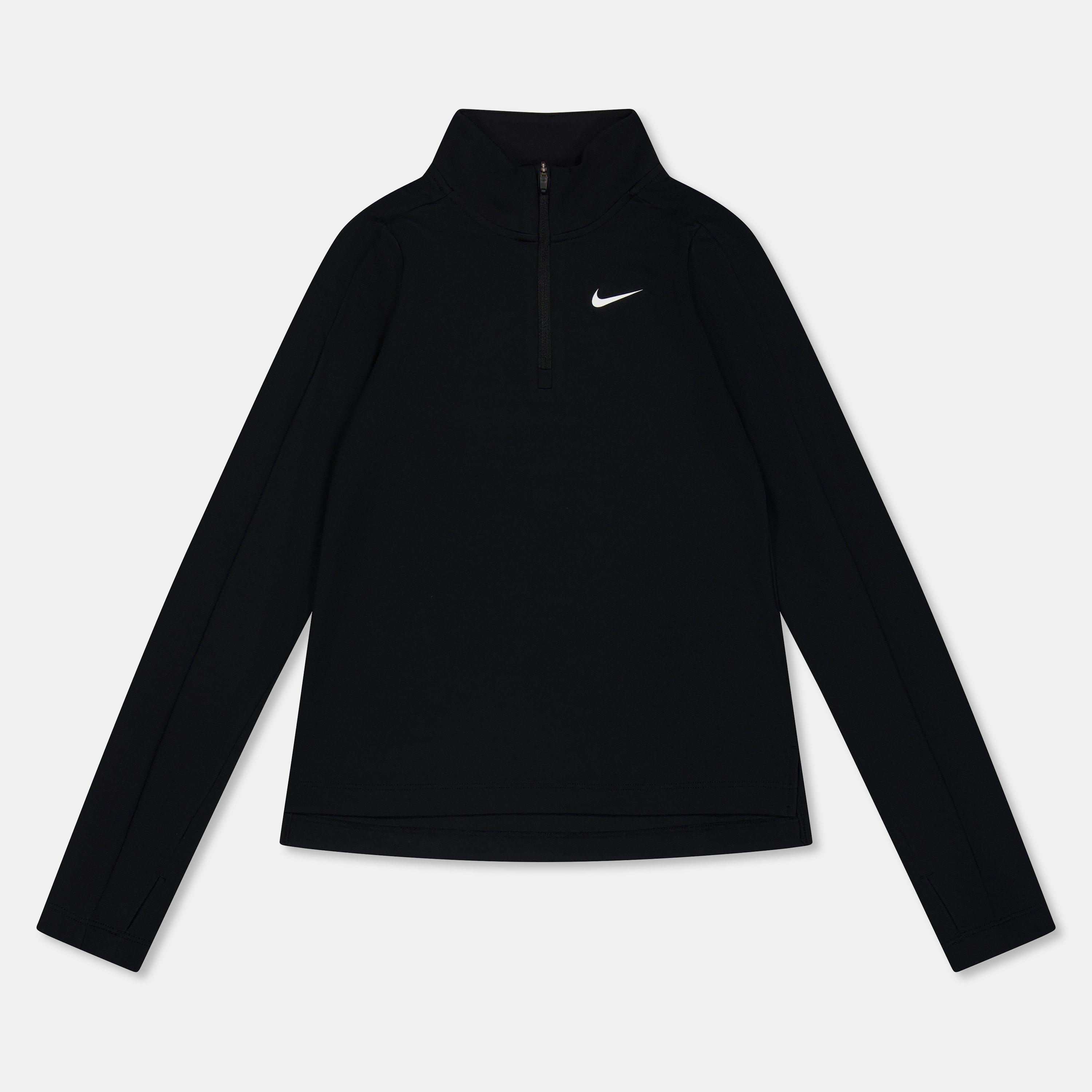 Black - Nike - Older Girls DRI-FIT Long Sleeve Half Zip - 1