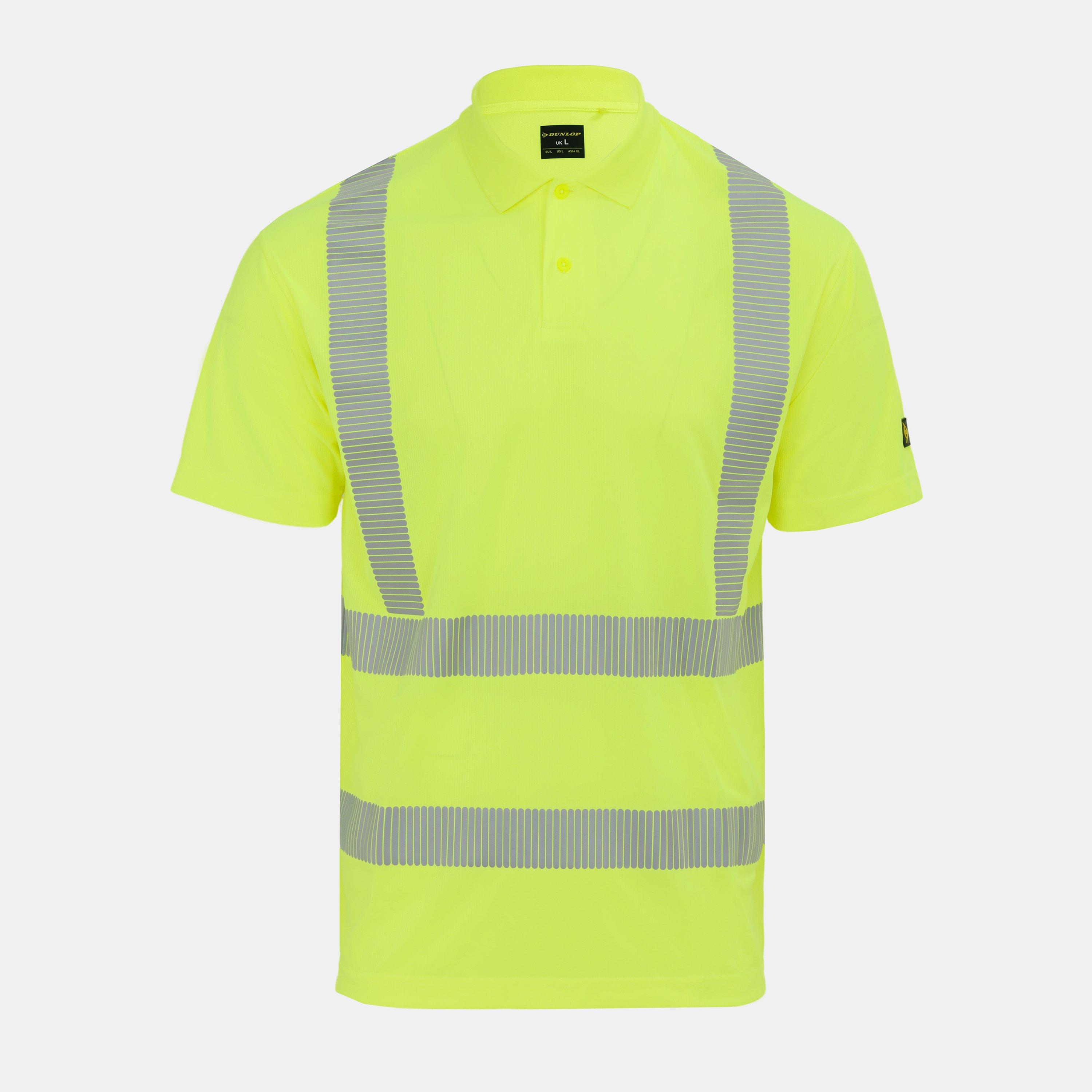 Yellow - Dunlop - Men's Hi-Vis Reflective Short Sleeve Polo - 1