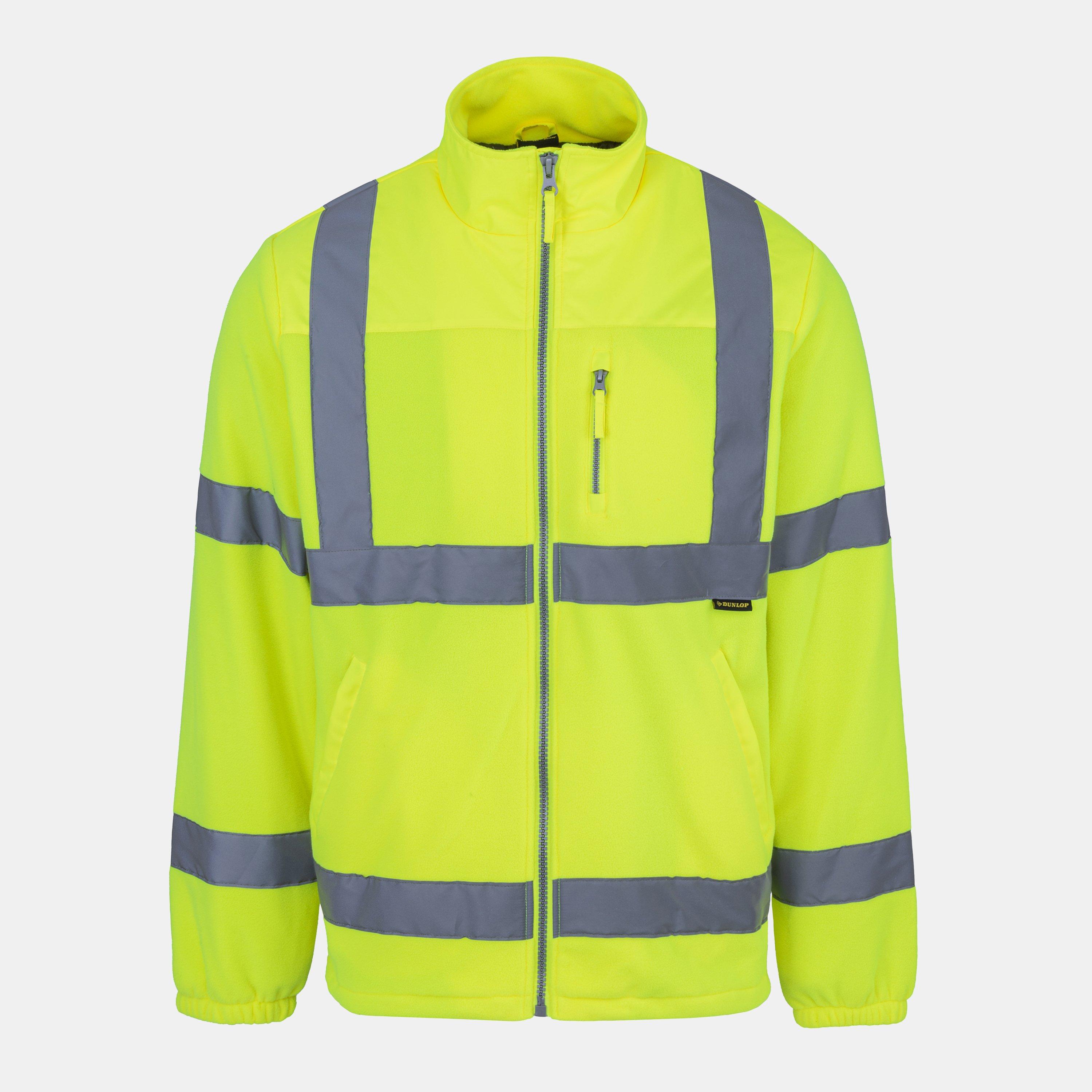 Dunlop Men's Hi-Vis Reflective Fleece Long Sleeve Jacket - Yellow - XL