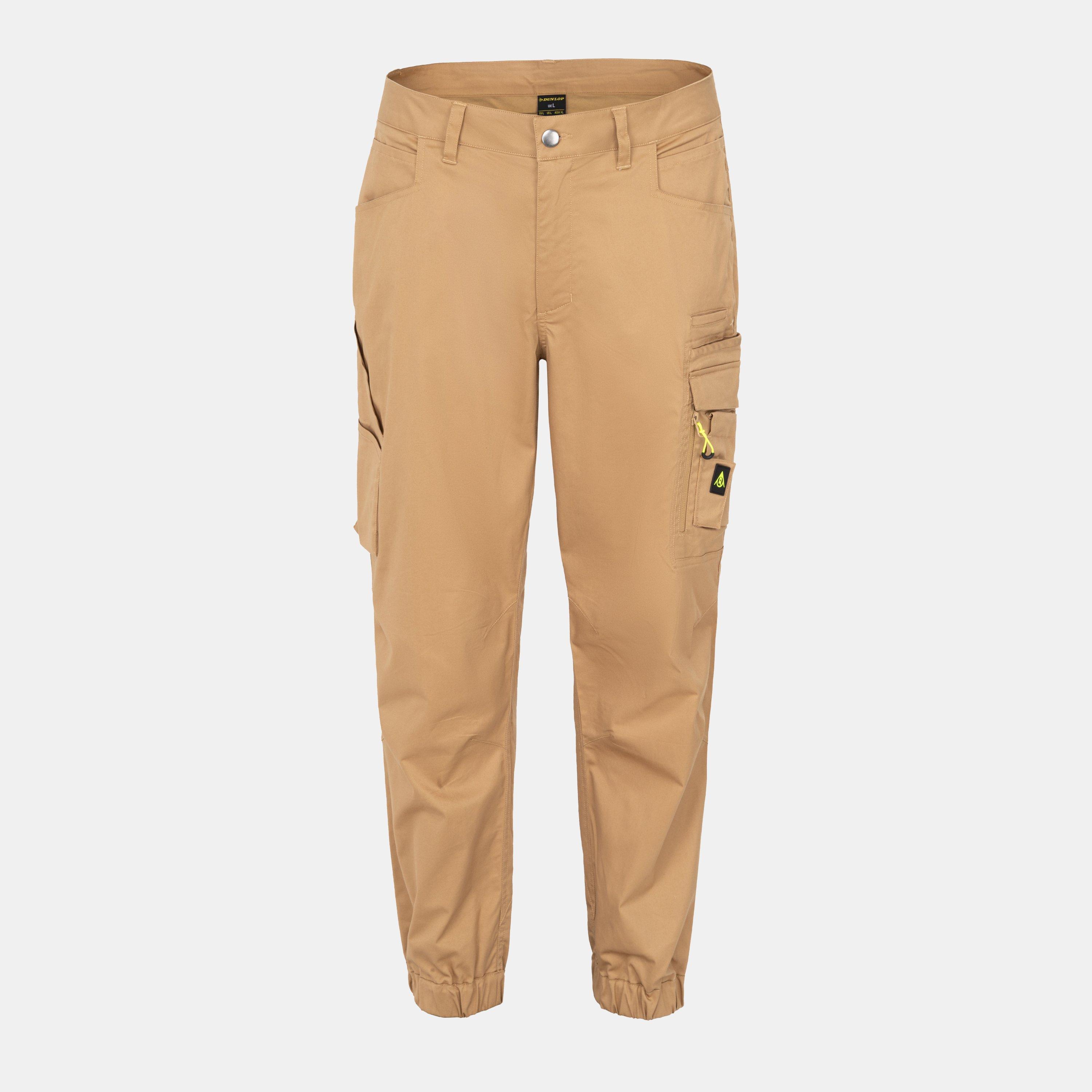 Dunlop Men's Elasticated Cuff Work Trousers - Beige - XL