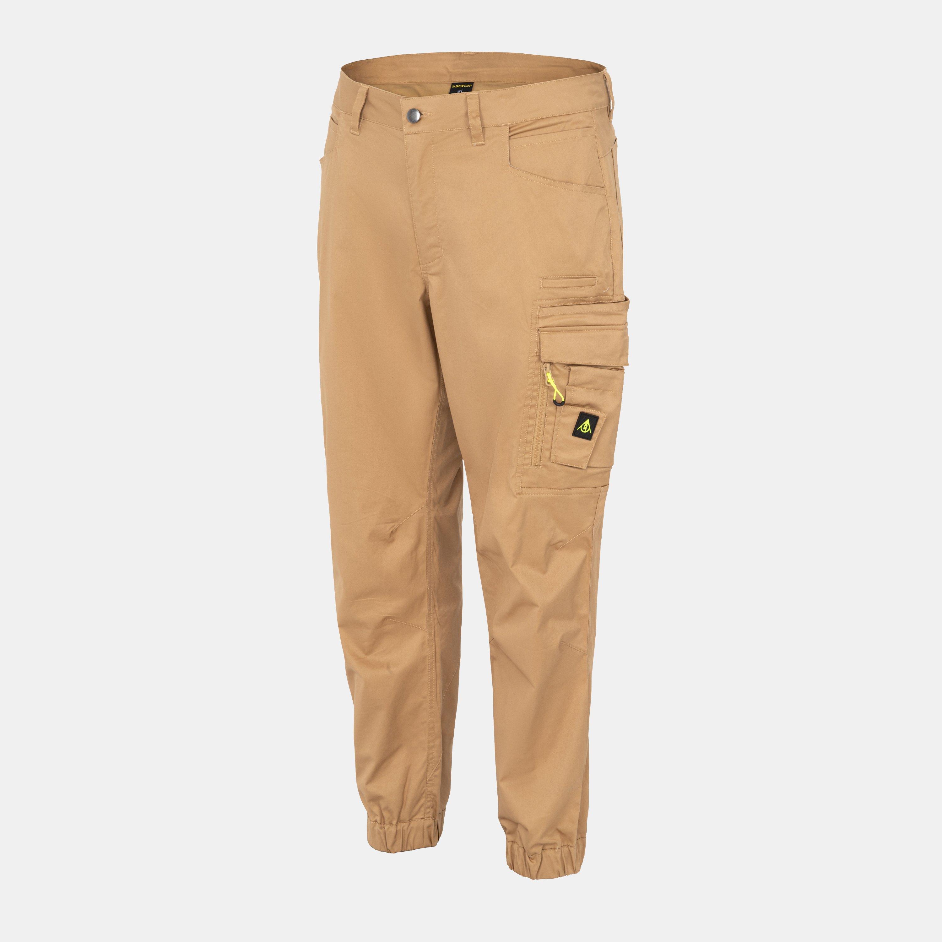 Beige - Dunlop - Elasticated Cuff Work Trousers Mens - 3