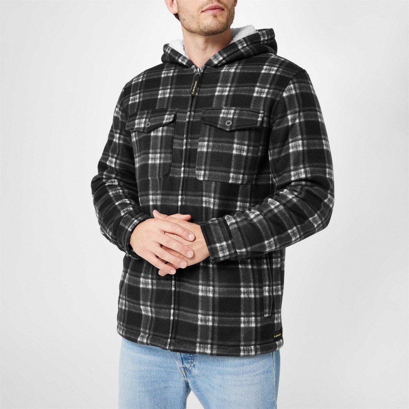 Crna - Dunlop - Full Zip Checked Hoodie Mens - 3