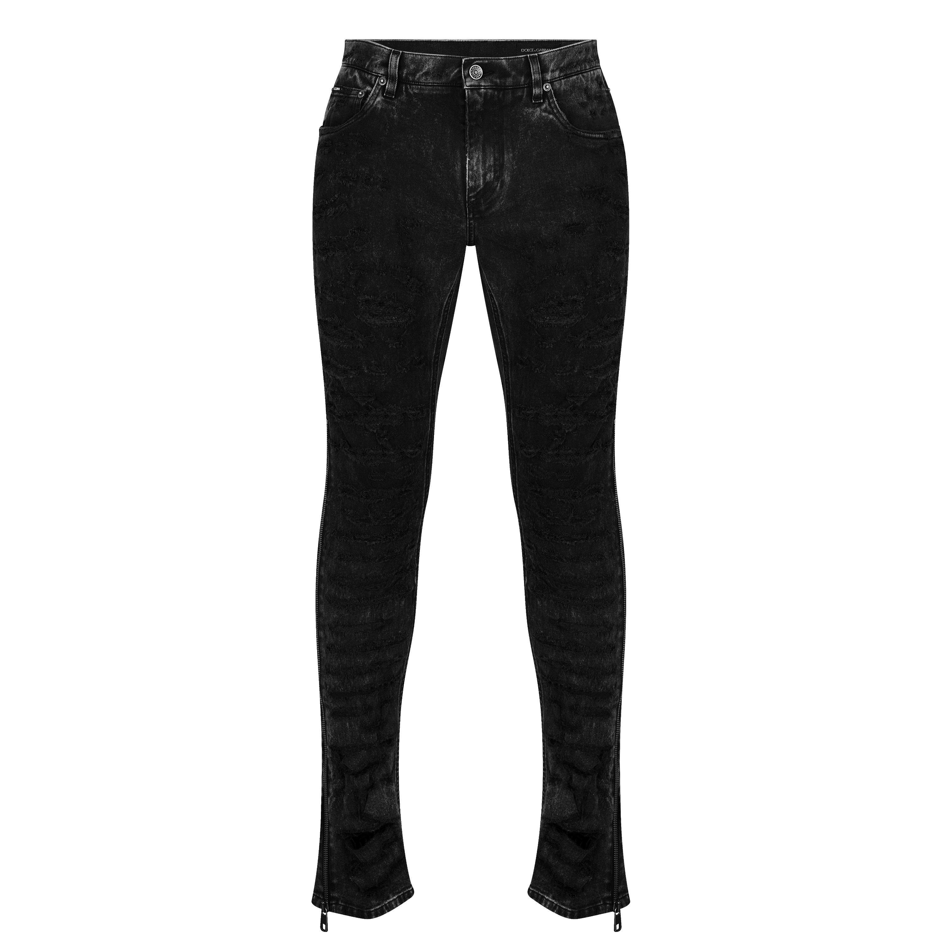 Black S9001 - Dolce and Gabbana - Distressed Slim Jeans - 5