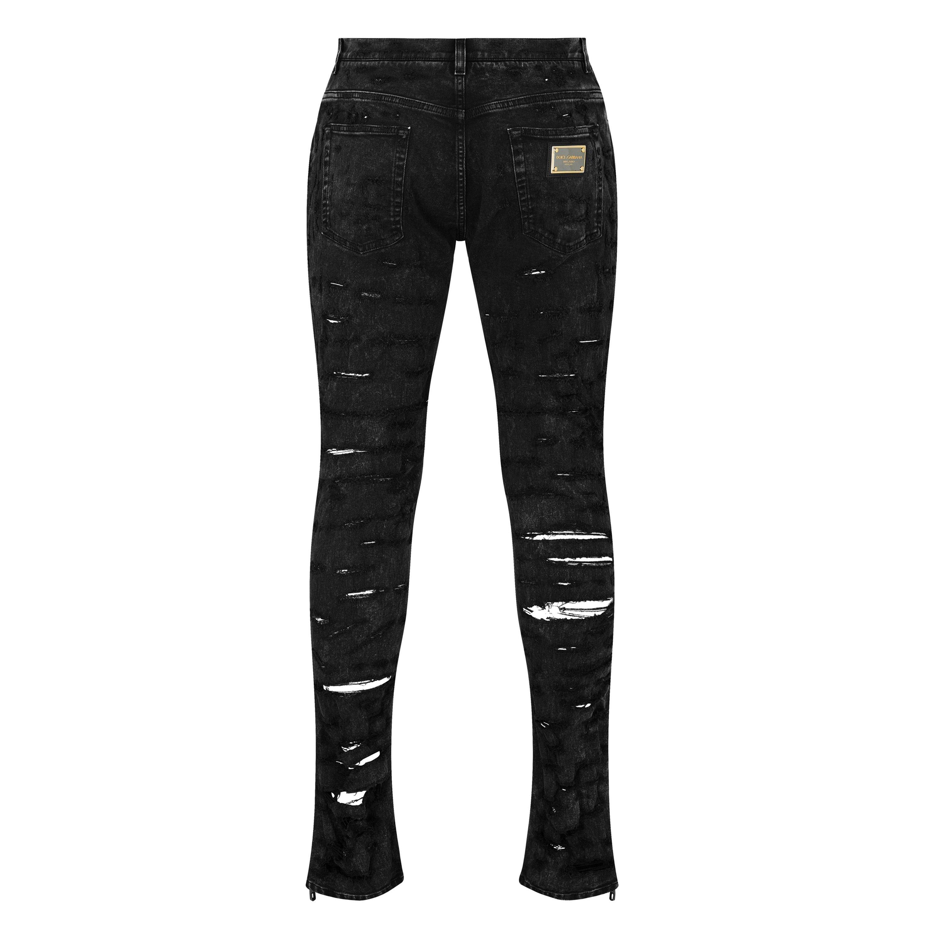 Black S9001 - Dolce and Gabbana - Distressed Slim Jeans - 6