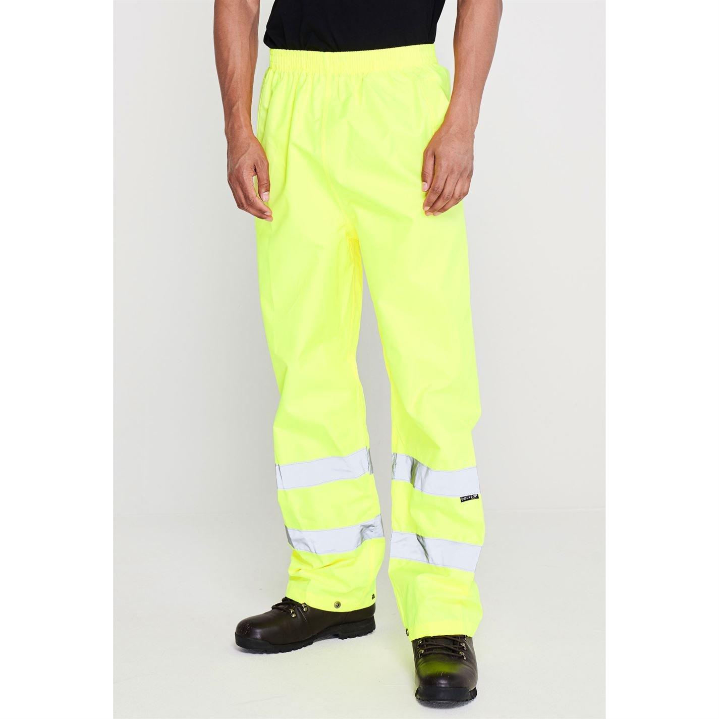 Yellow - Dunlop - Hi Vis Waterproof Work Pants Mens - 3