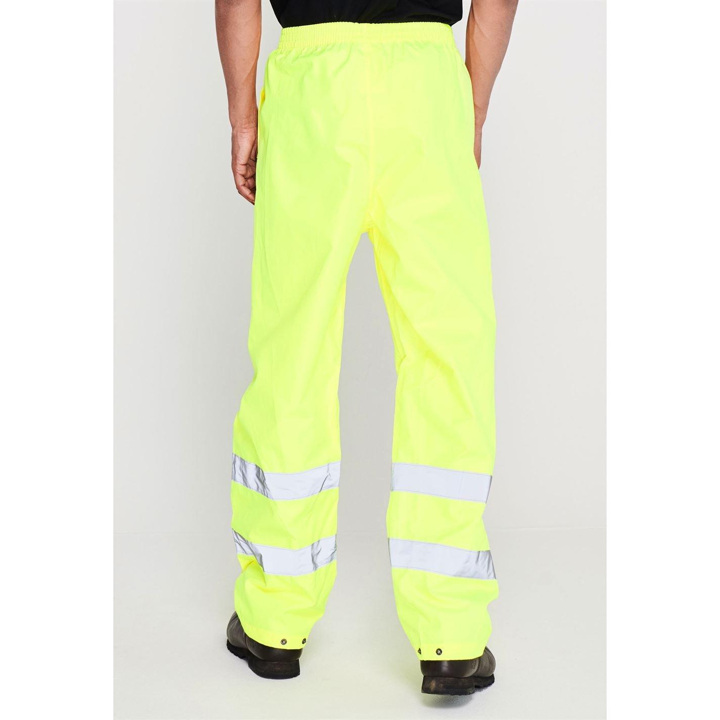 Yellow - Dunlop - Hi Vis Waterproof Work Pants Mens - 4