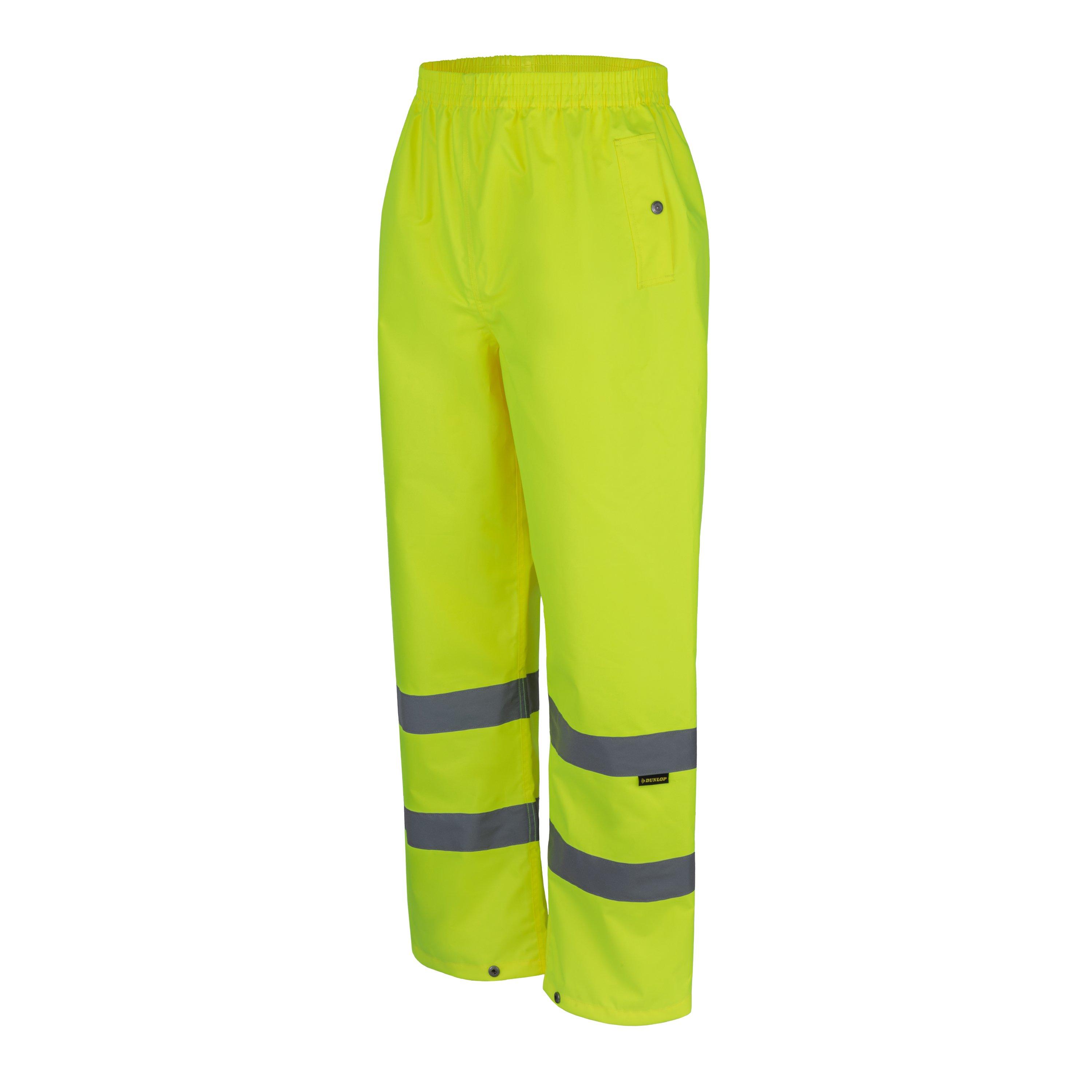 Yellow - Dunlop - Hi Vis Waterproof Work Pants Mens - 9