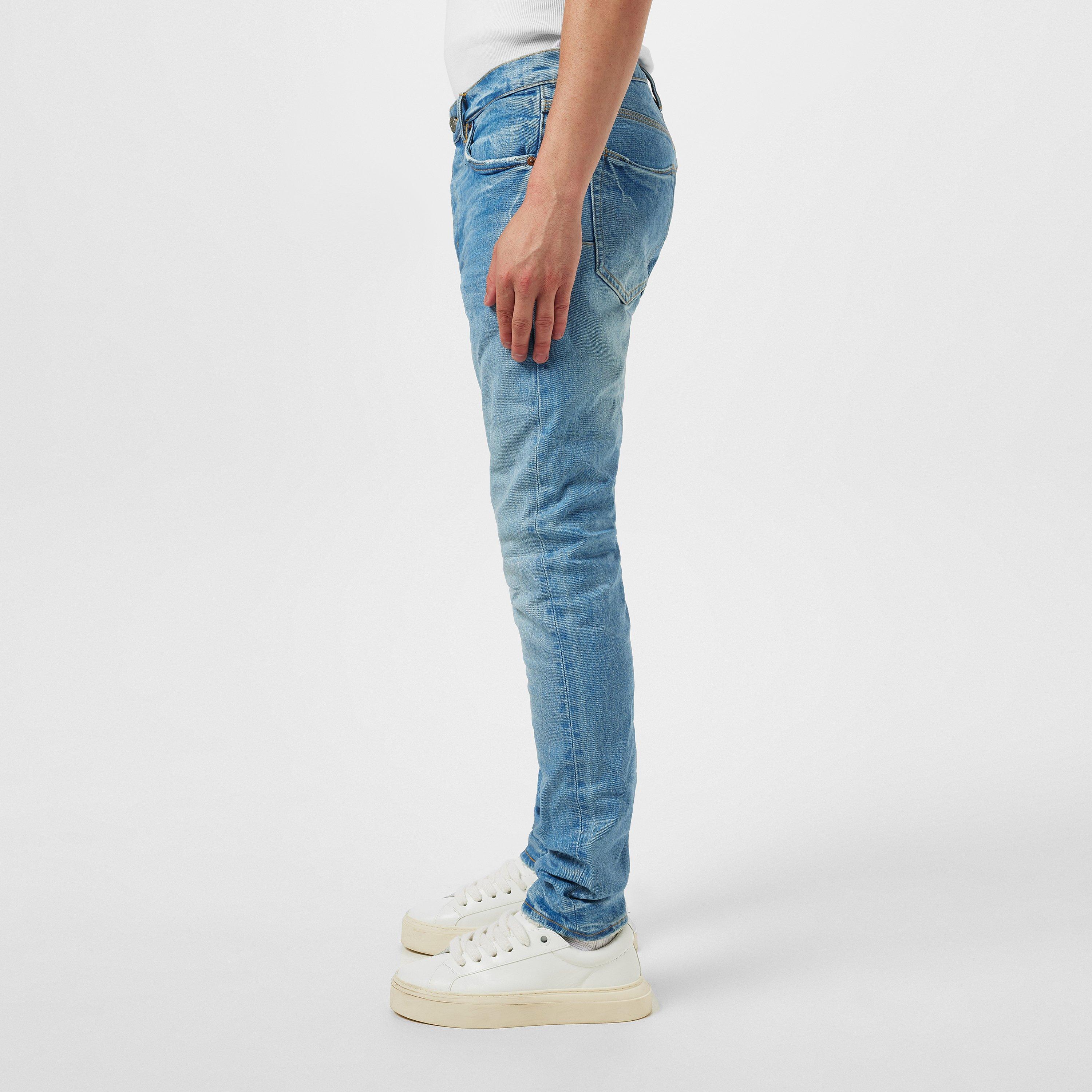 Light Indigo - Purple Brand - Men's Coated Skinny Jeans - 2