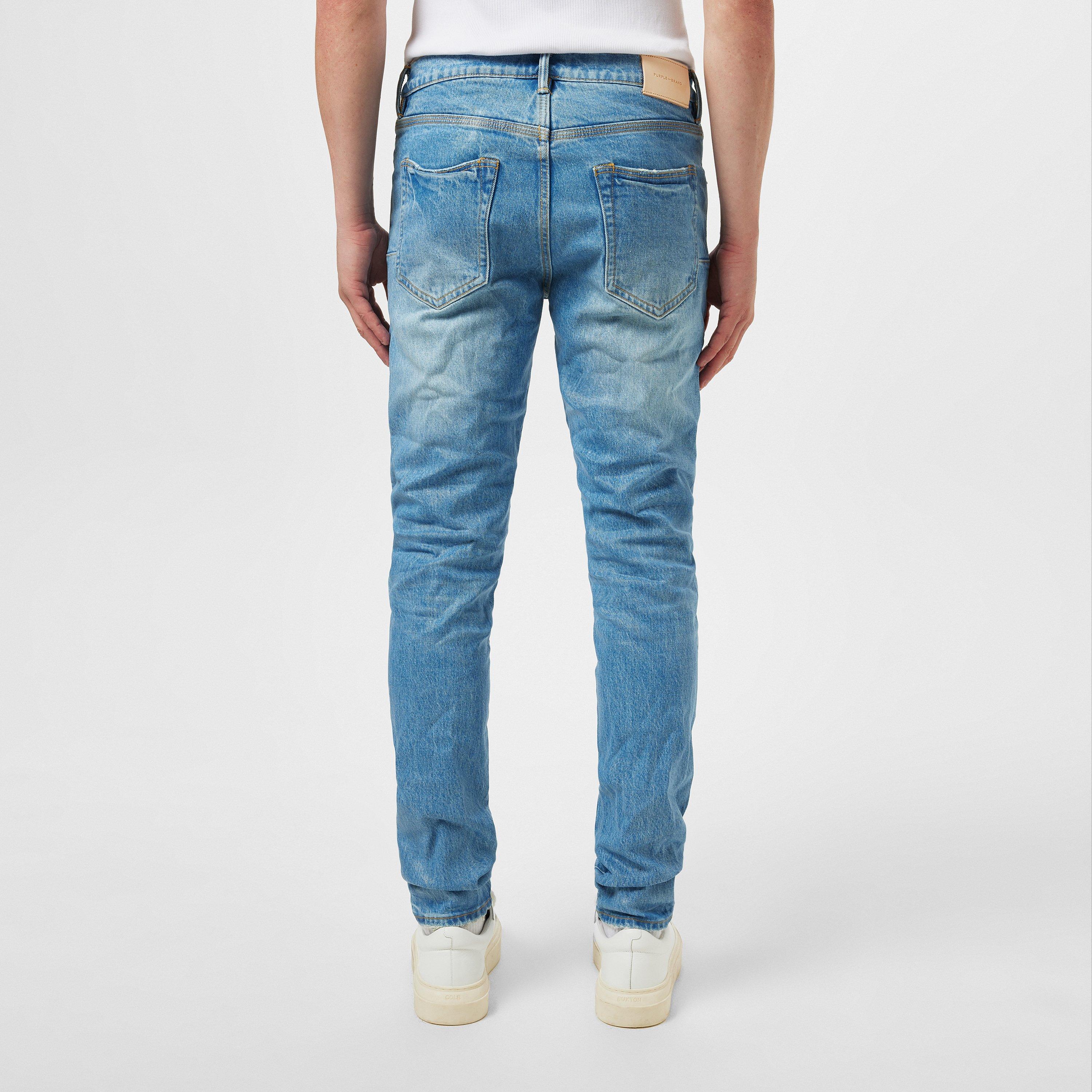 Light Indigo - Purple Brand - Men's Coated Skinny Jeans - 3