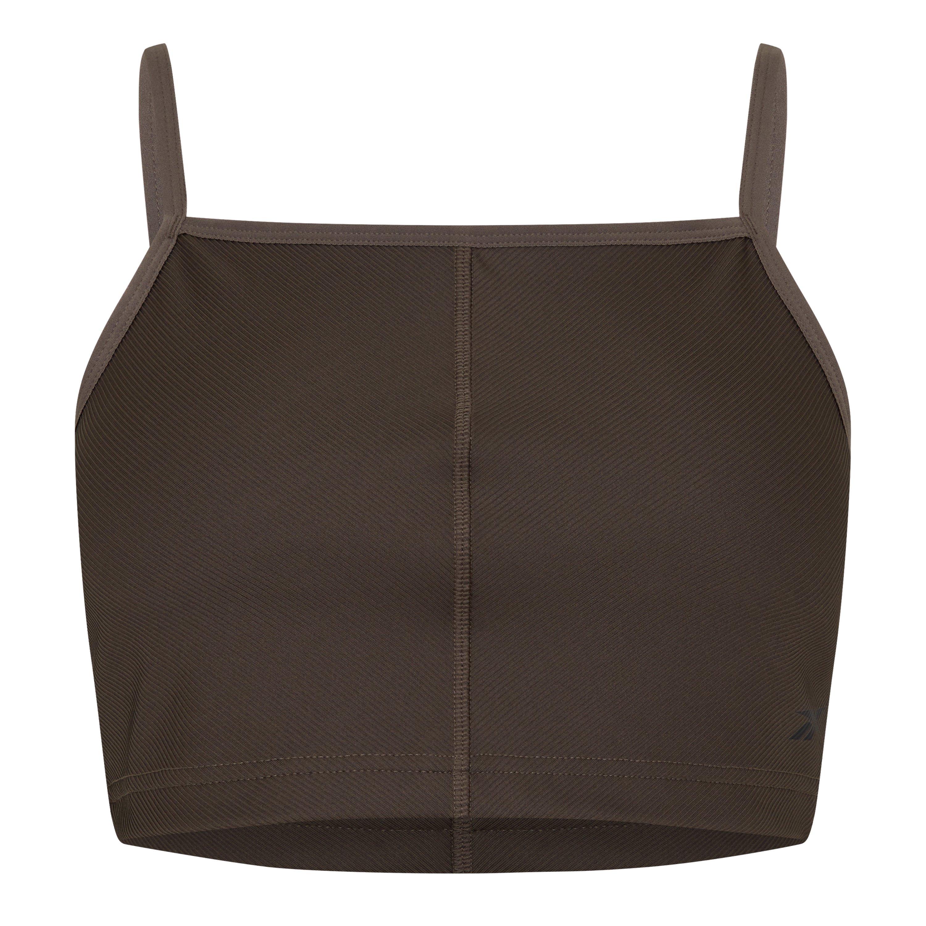 Brown - Reebok - Yoga Rib Crop Top Womens - 2