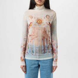 Casablanca Le Temple Du Savoir Printed Mesh Top