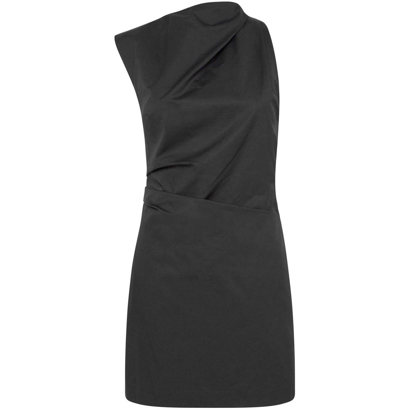 Black - St. Agni - Asymmetric Tuck Mini Dress - 5