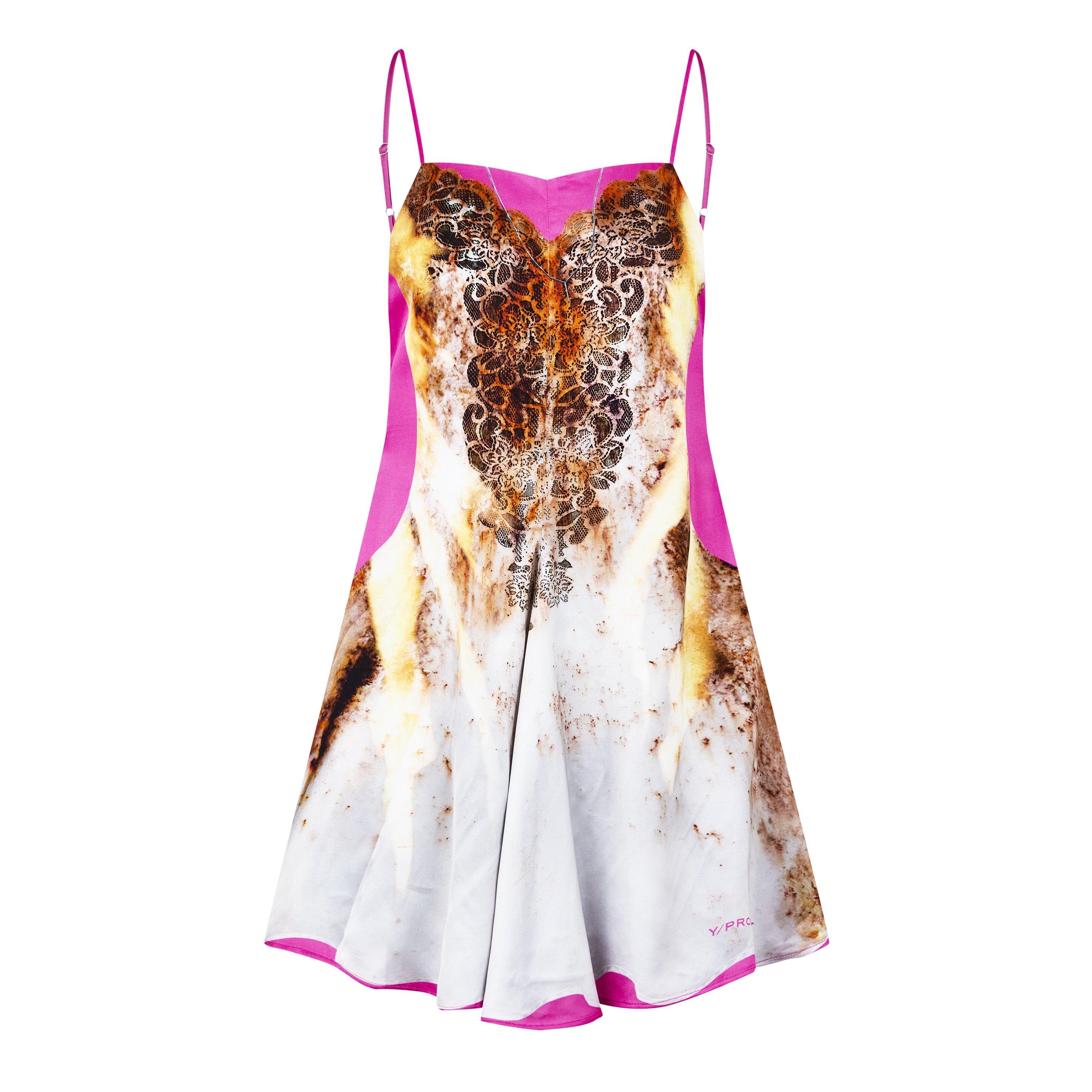 Pink/Rust - Y Project - Lace Print Satin Slip Dress - 5