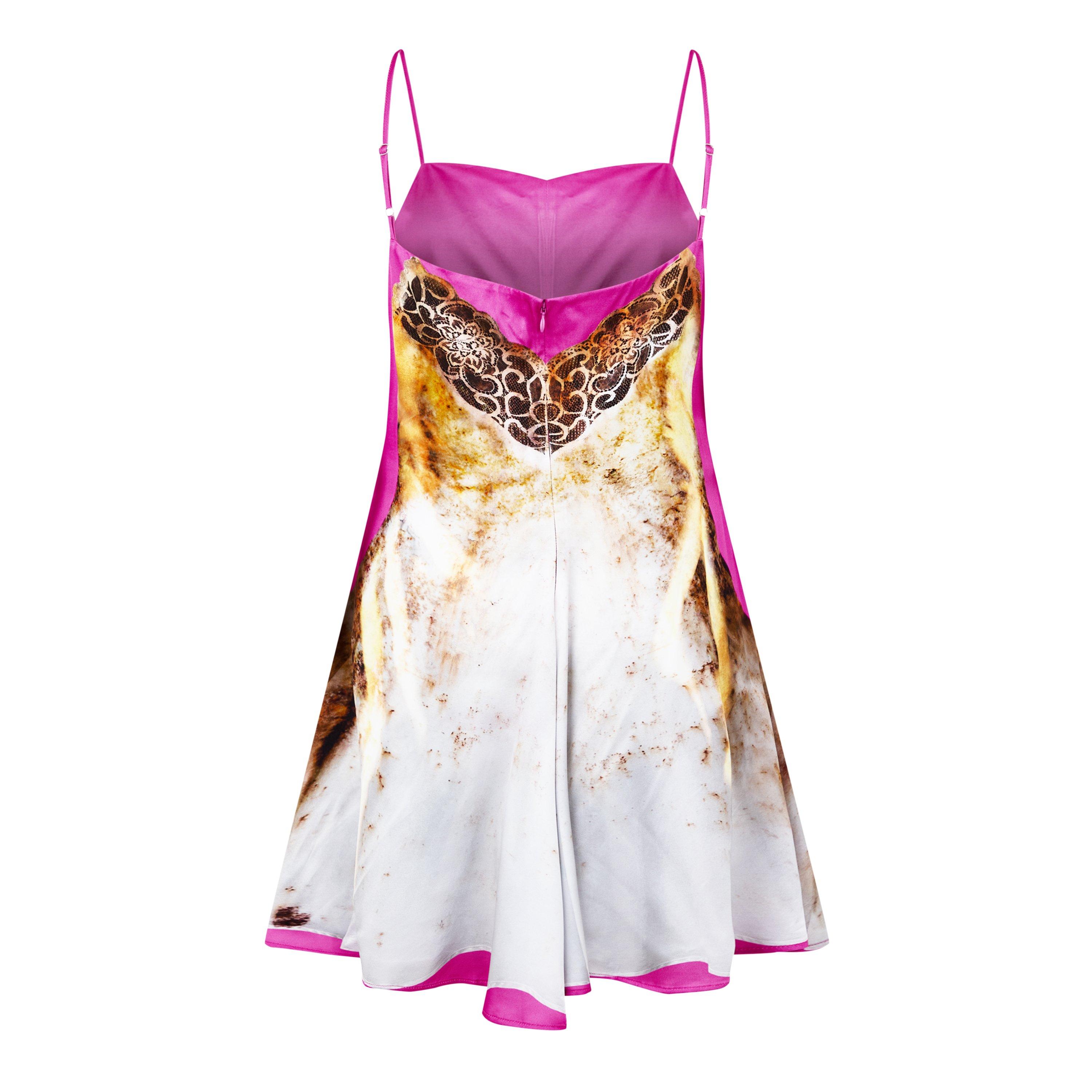 Pink/Rust - Y Project - Lace Print Satin Slip Dress - 6