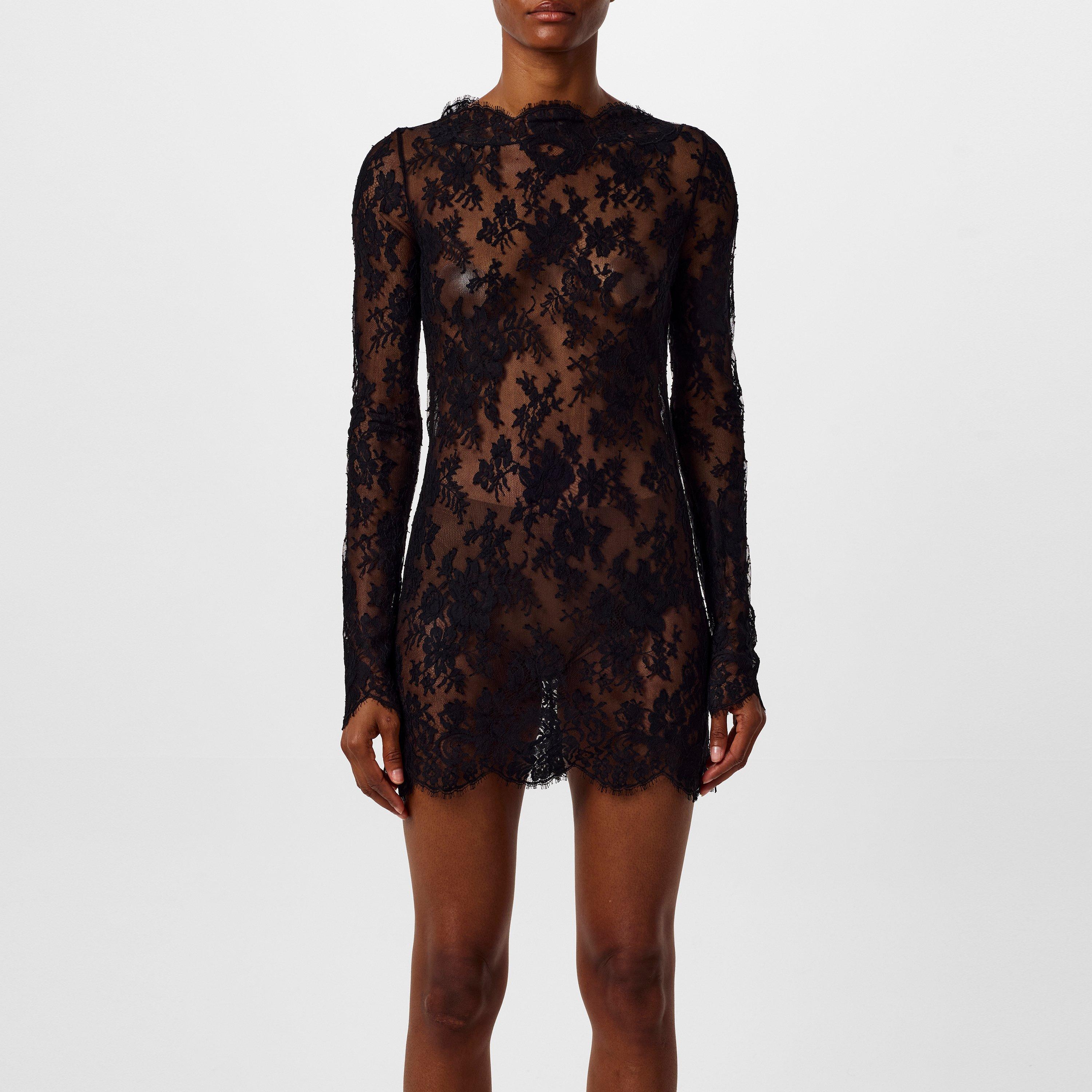 Saint Laurent Womens Chantilly Lace Dress
