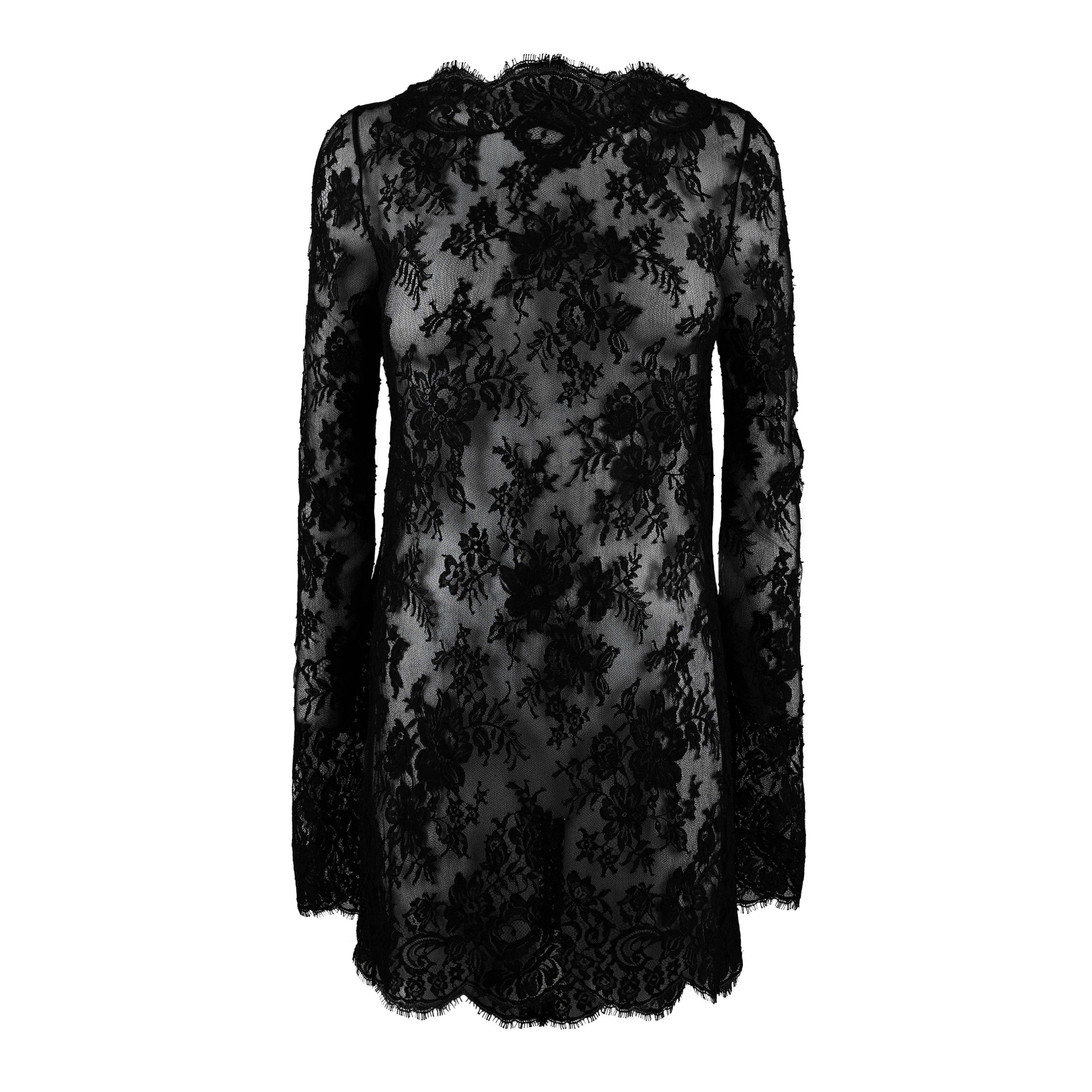 Noir - Saint Laurent - Womens Chantilly Lace Dress - 5