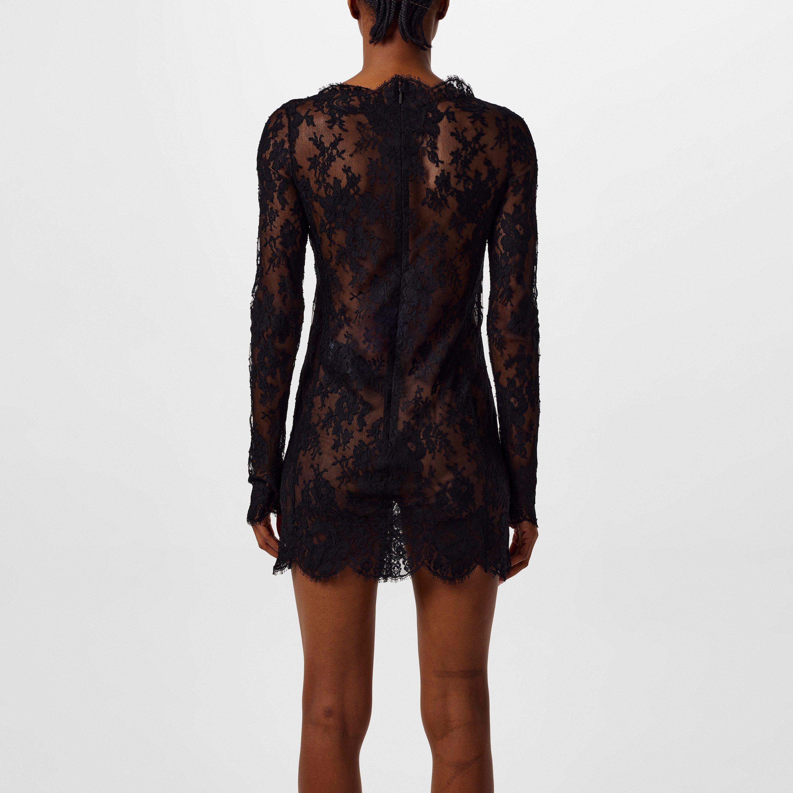 Noir - Saint Laurent - Womens Chantilly Lace Dress - 3