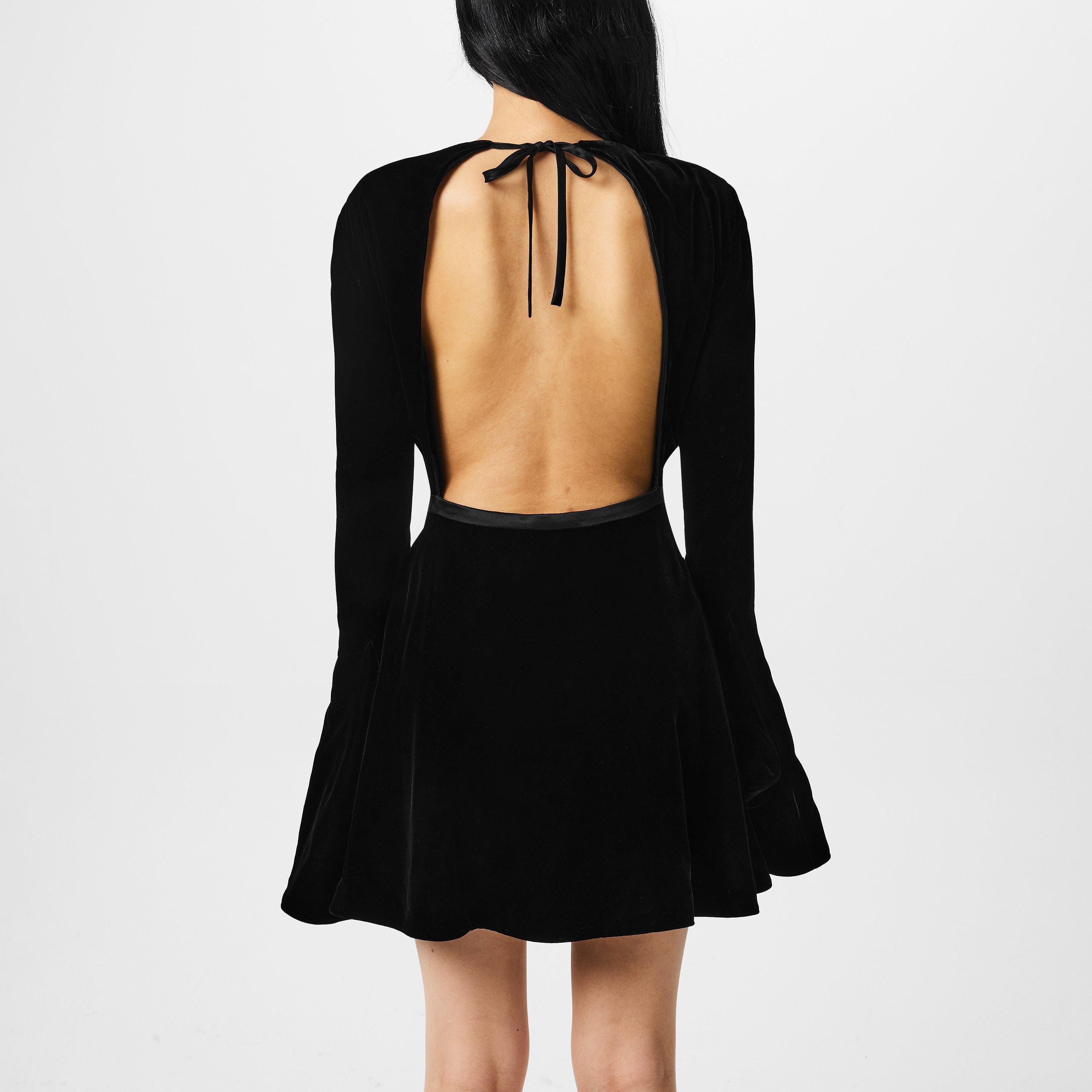 Noir - Saint Laurent - Backless Velvet Skater Dress - 3