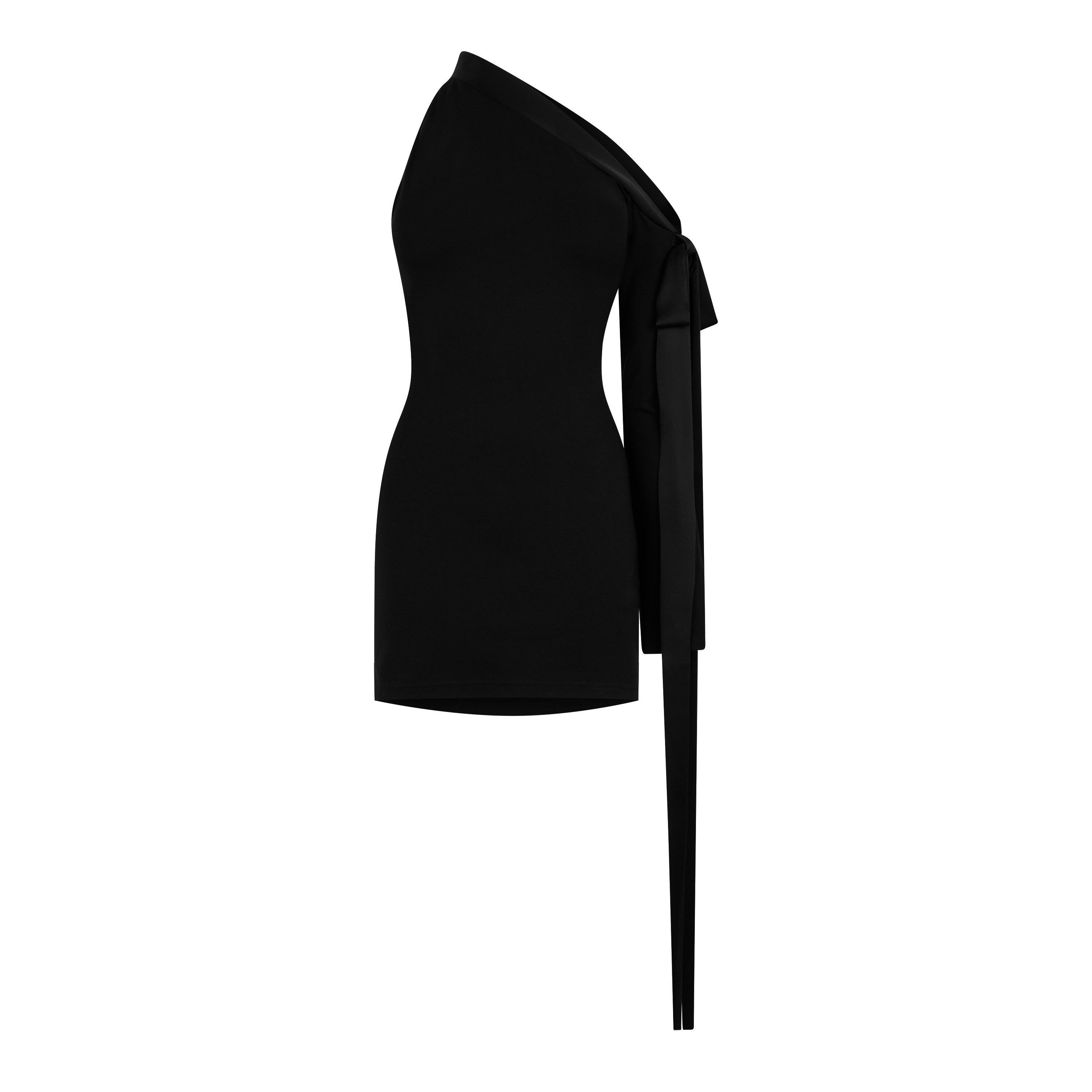 Black - David Koma - Bow One Shoulder Mini Dress - 5