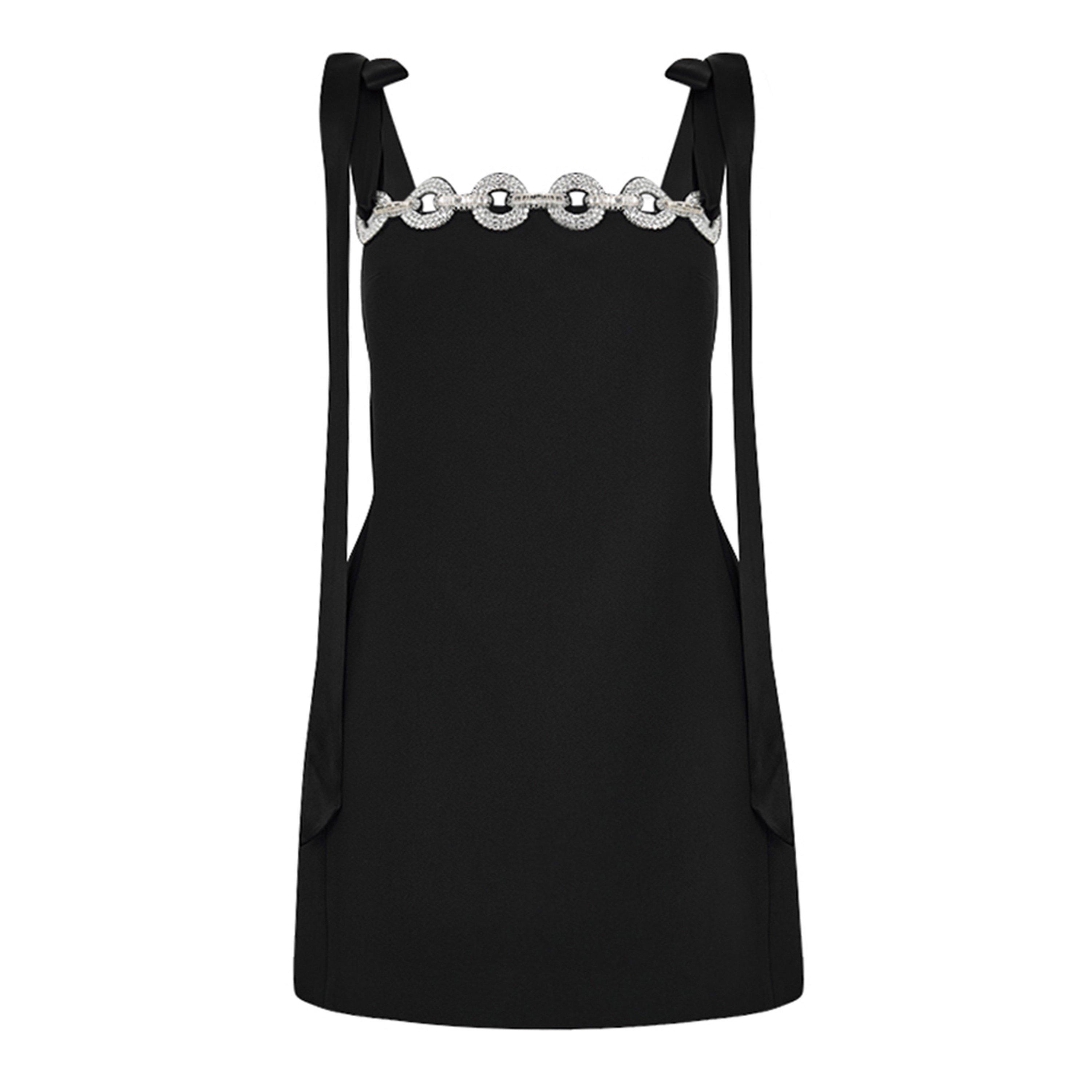 Black Silver - David Koma - Women's Crystal Chain Mini Dress - 5
