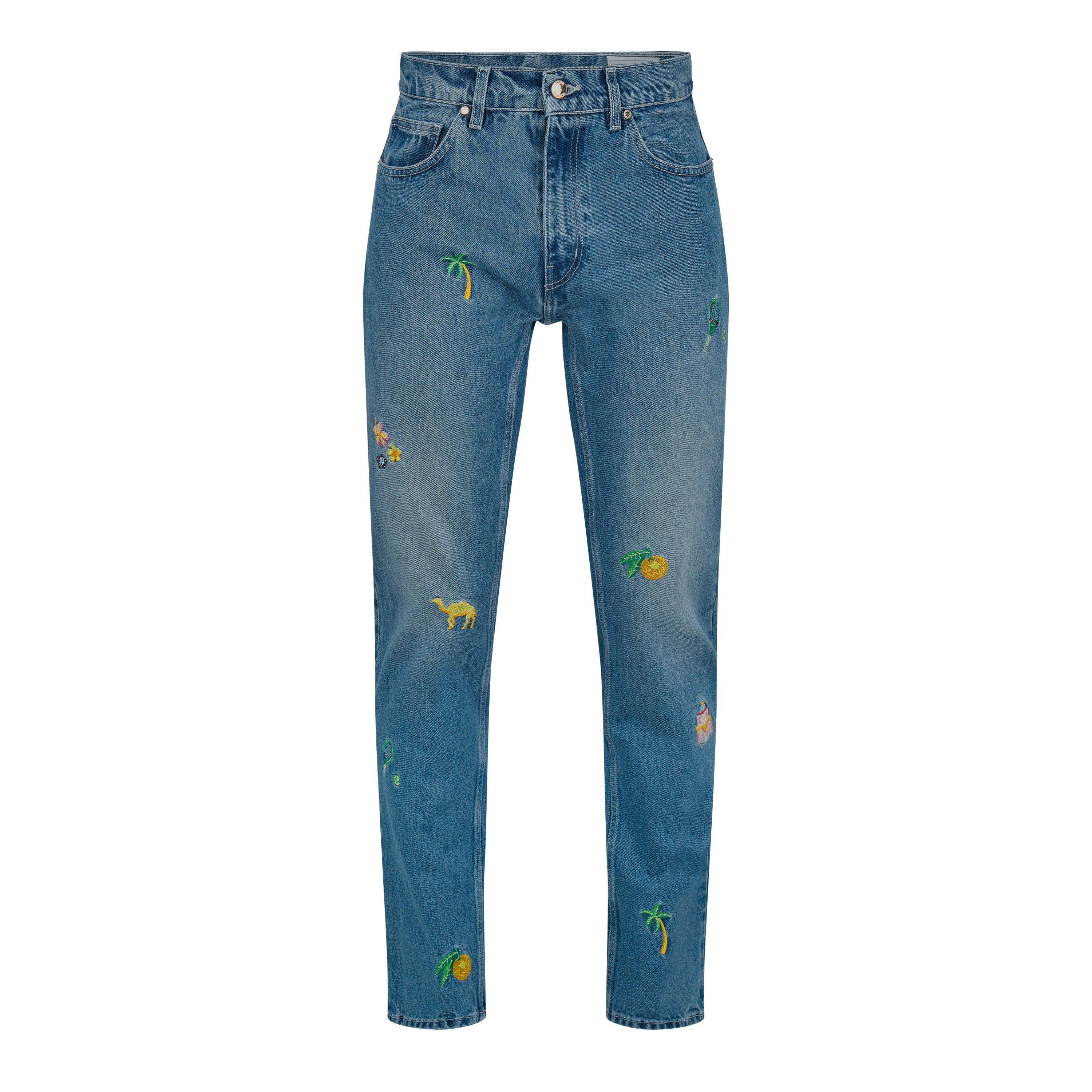 Stone Wash - Casablanca - Embroidered-Motif Straight-Leg Jeans Mens - 5