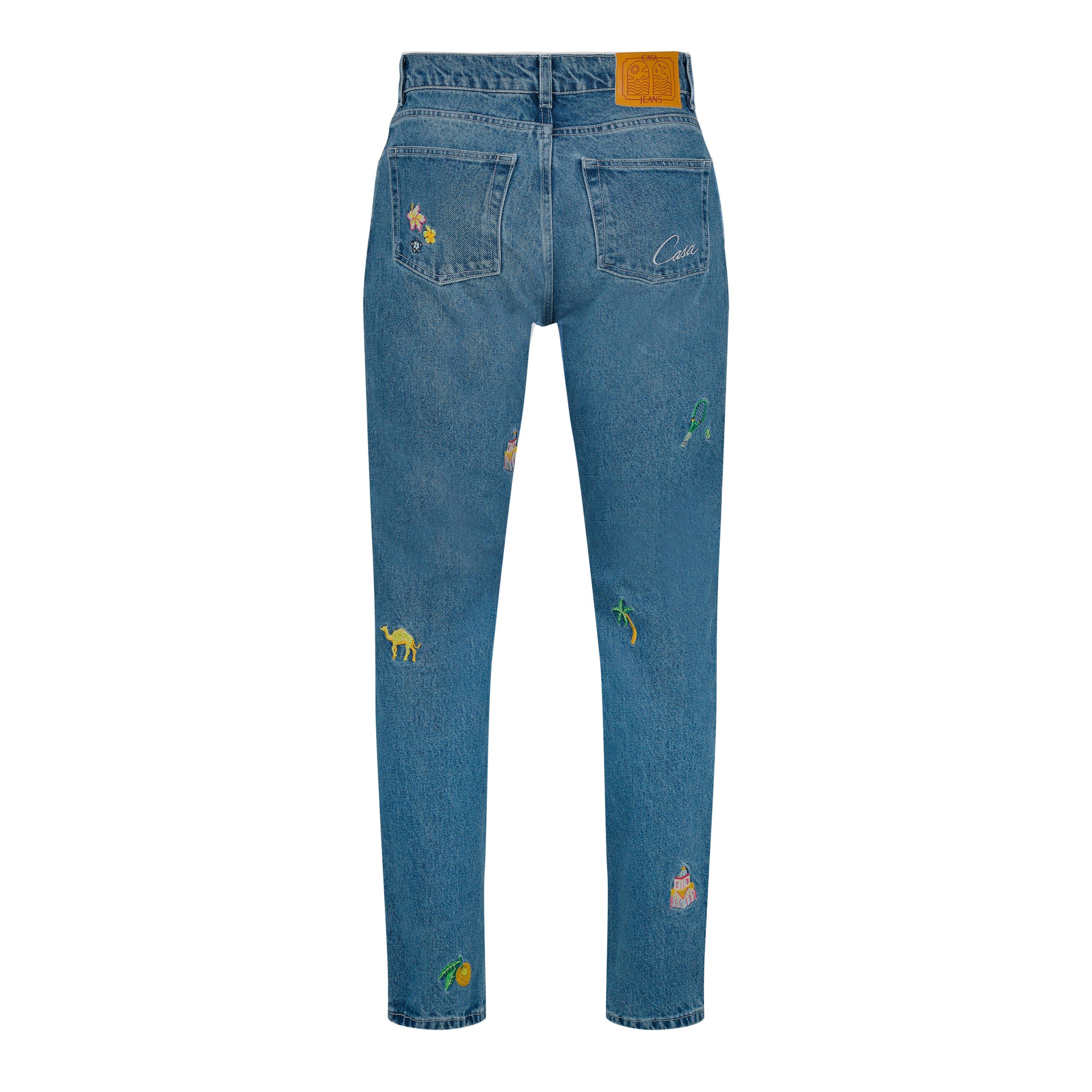 Stone Wash - Casablanca - Embroidered-Motif Straight-Leg Jeans Mens - 6