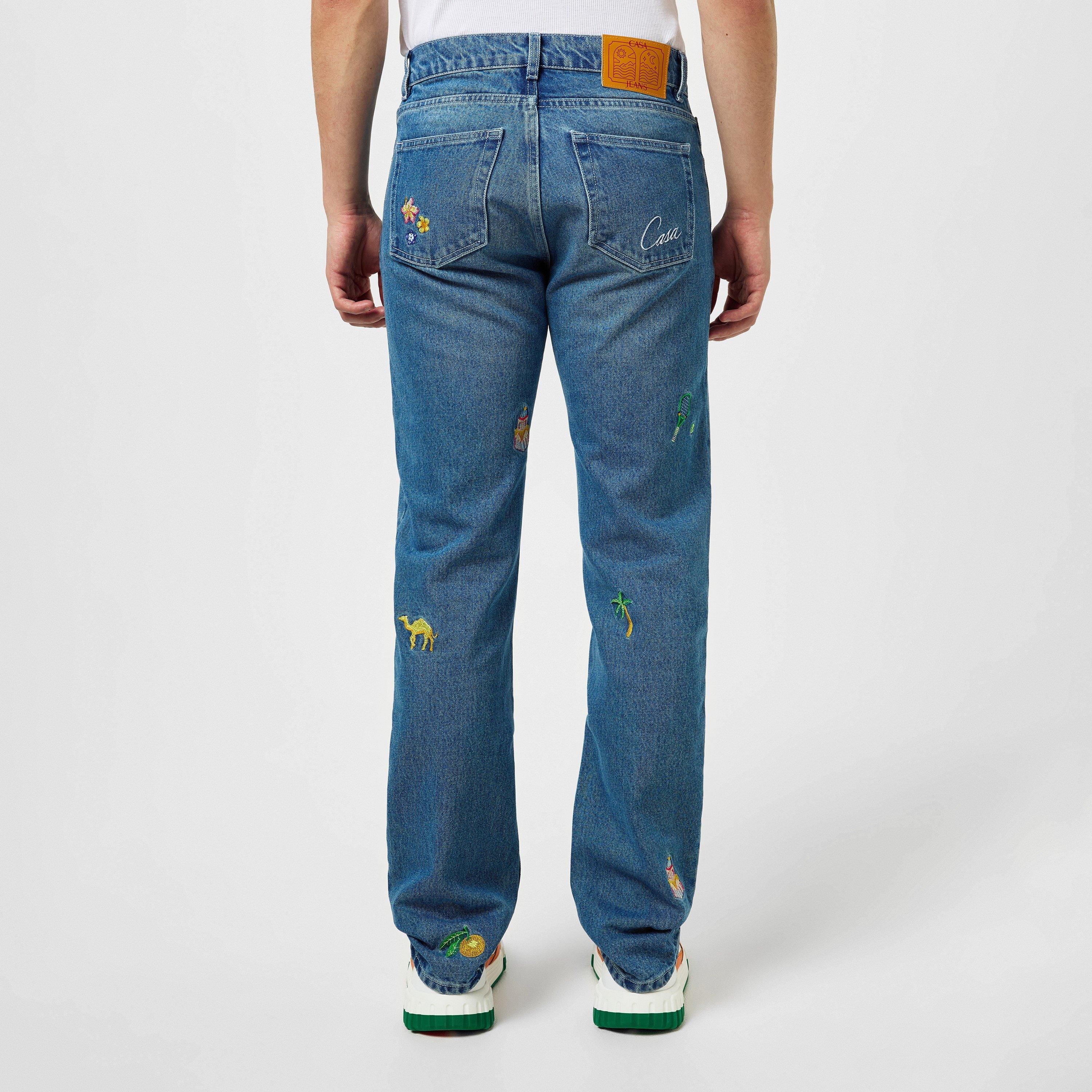 Stone Wash - Casablanca - Embroidered-Motif Straight-Leg Jeans Mens - 3
