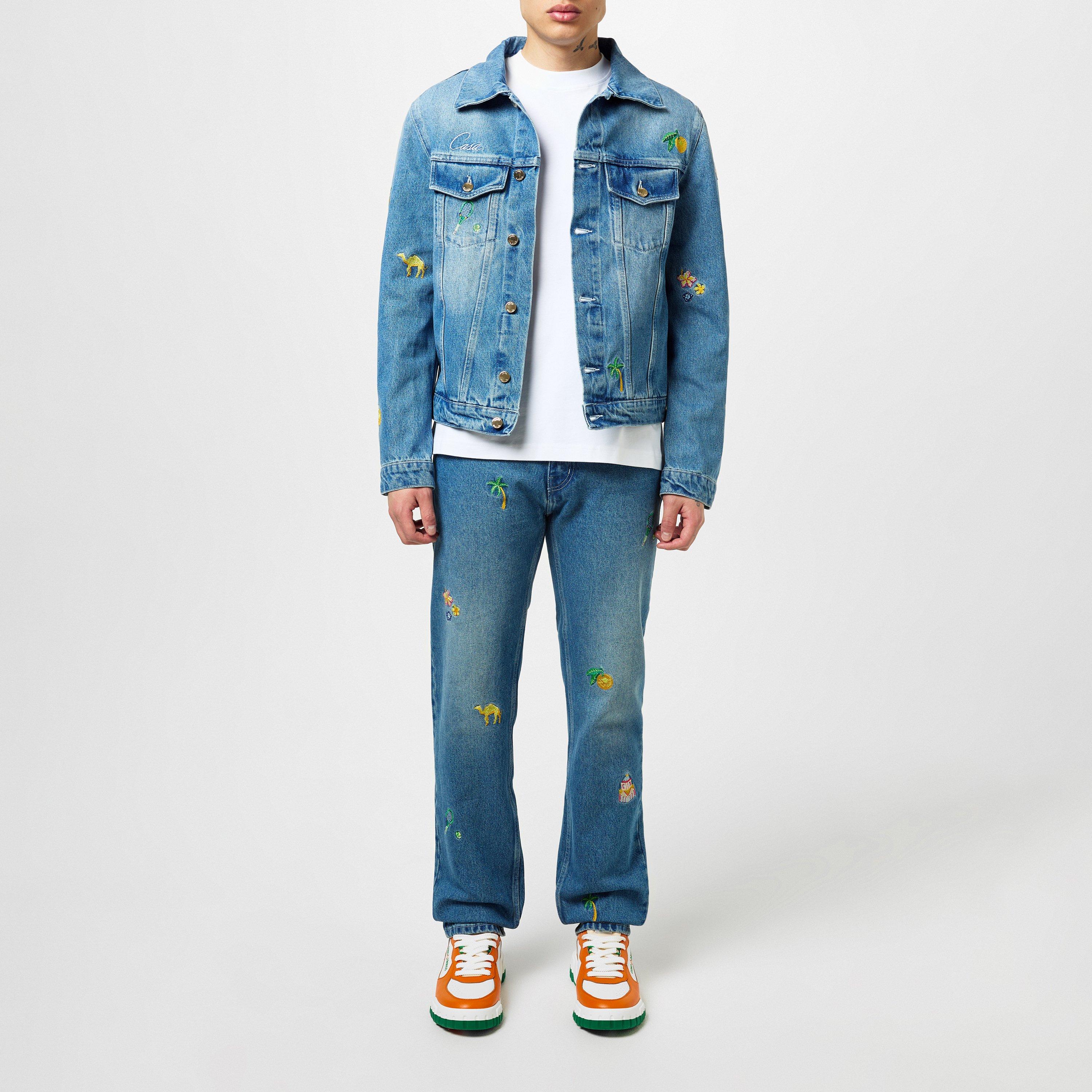 Stone Wash - Casablanca - Embroidered-Motif Straight-Leg Jeans Mens - 4