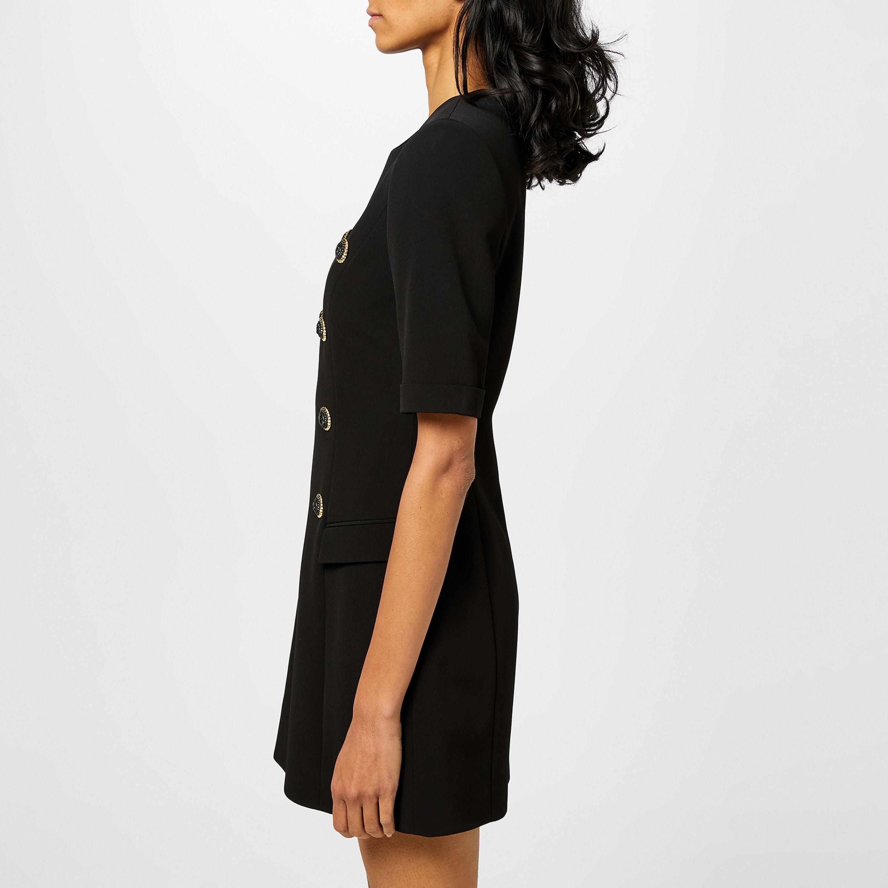 Noir - Balmain - Buttoned Crepe Dress - 2