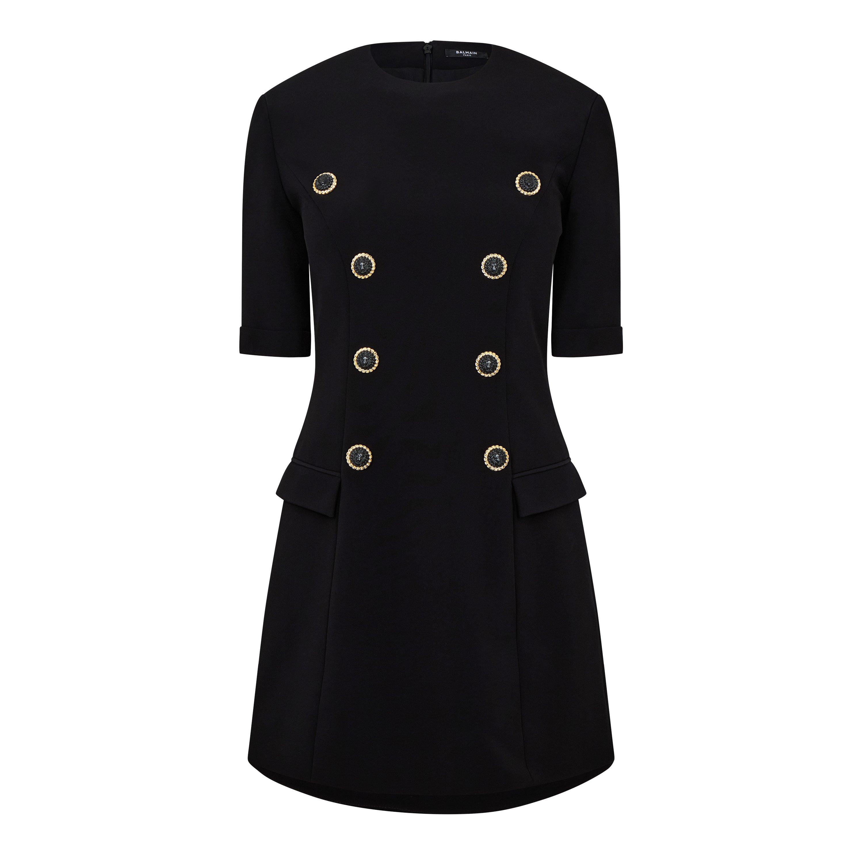 Noir - Balmain - Buttoned Crepe Dress - 5
