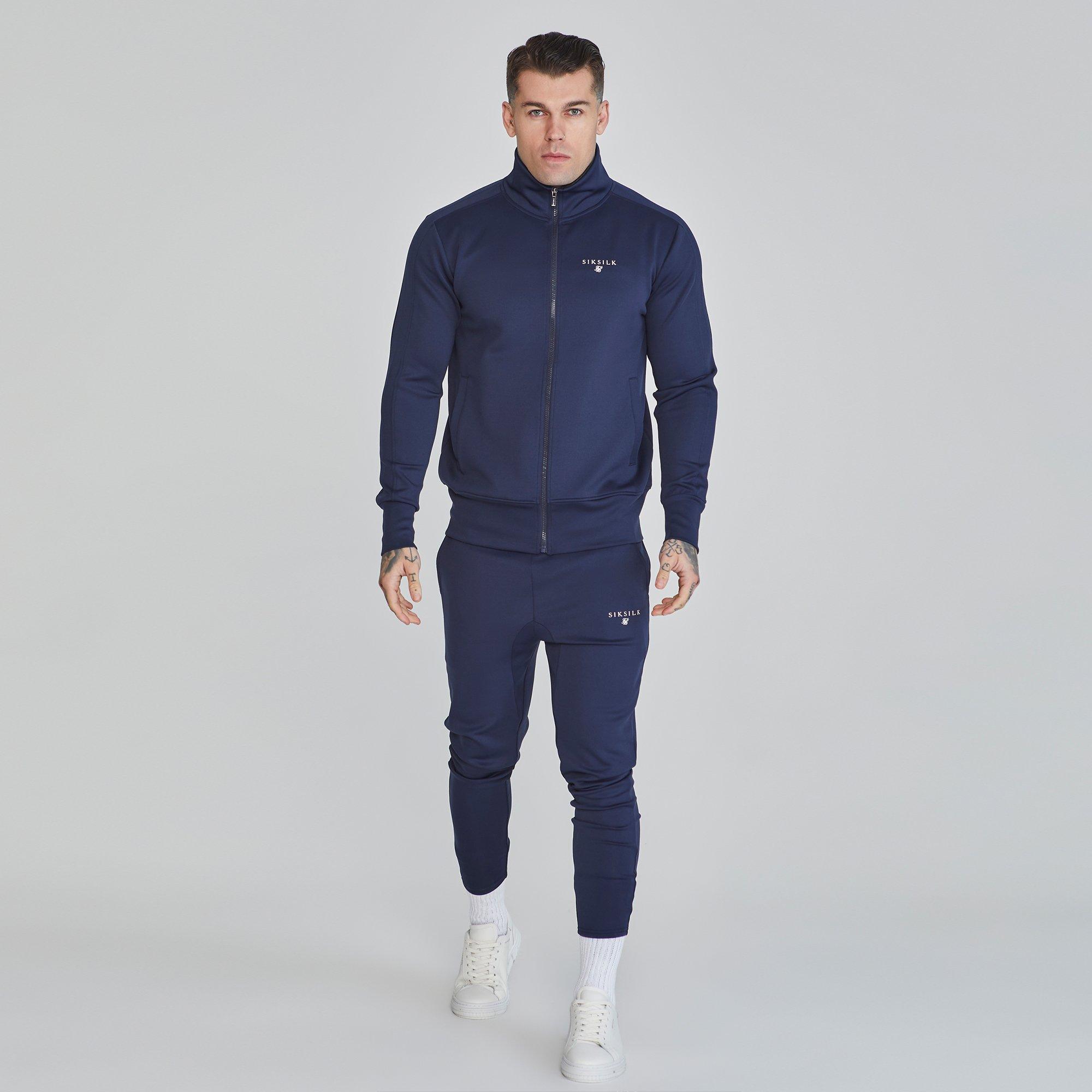 Navy - SikSilk - Tracksuit Top Mens - 3