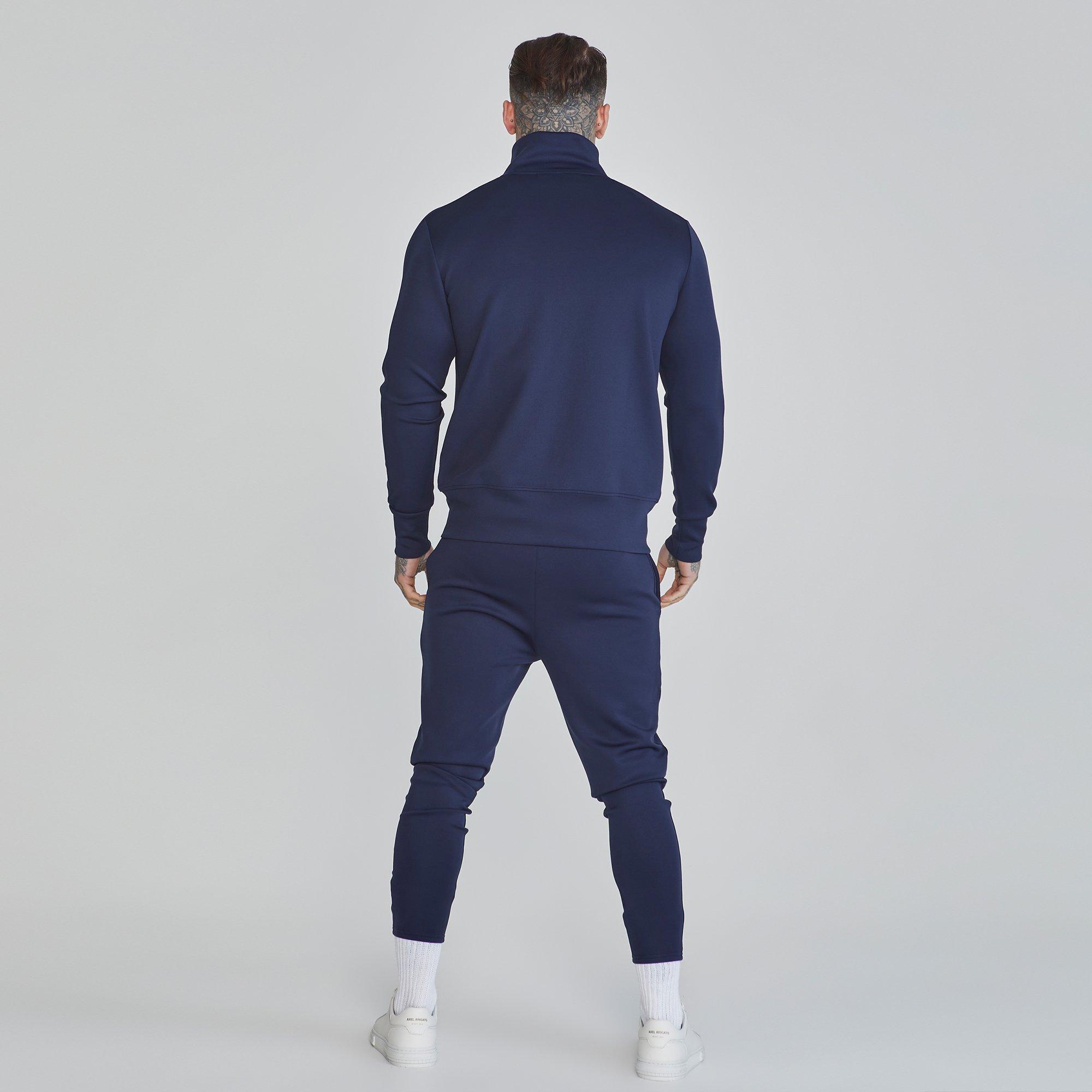 Navy - SikSilk - Tracksuit Top Mens - 4