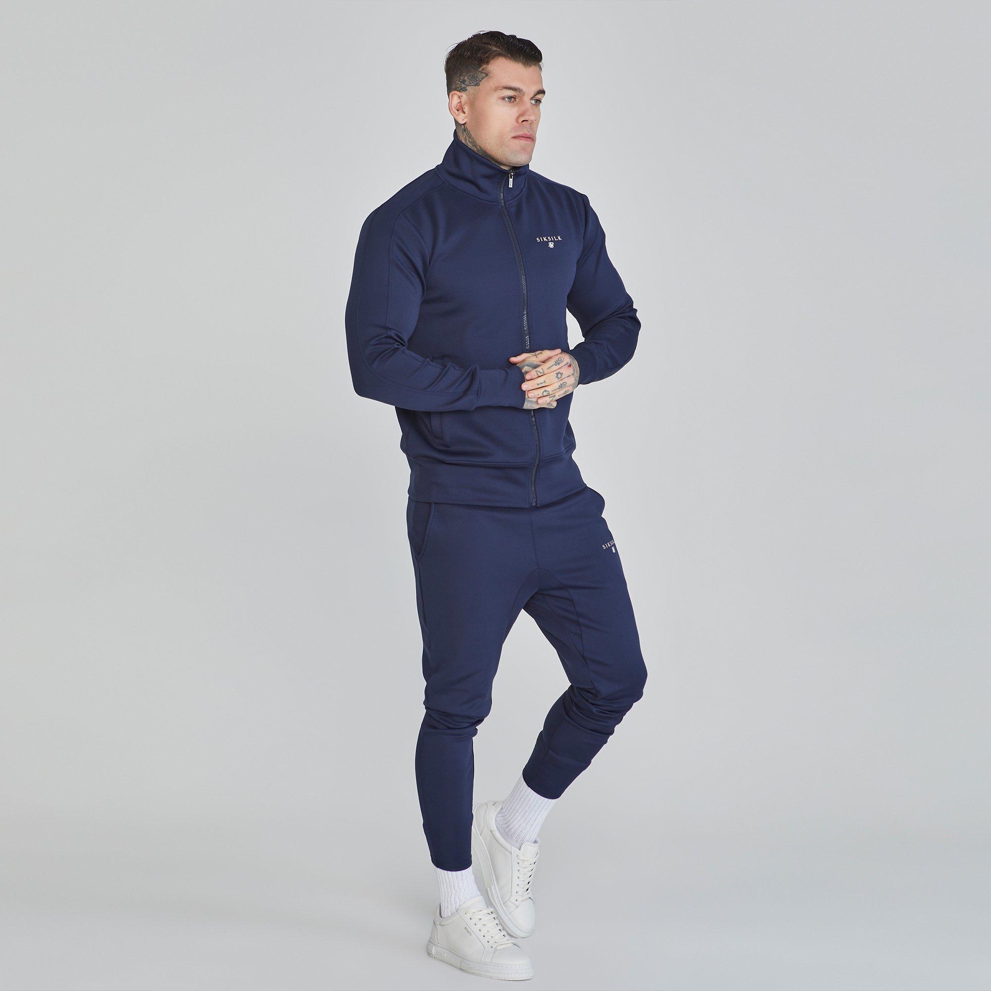 Navy - SikSilk - Tracksuit Top Mens - 6