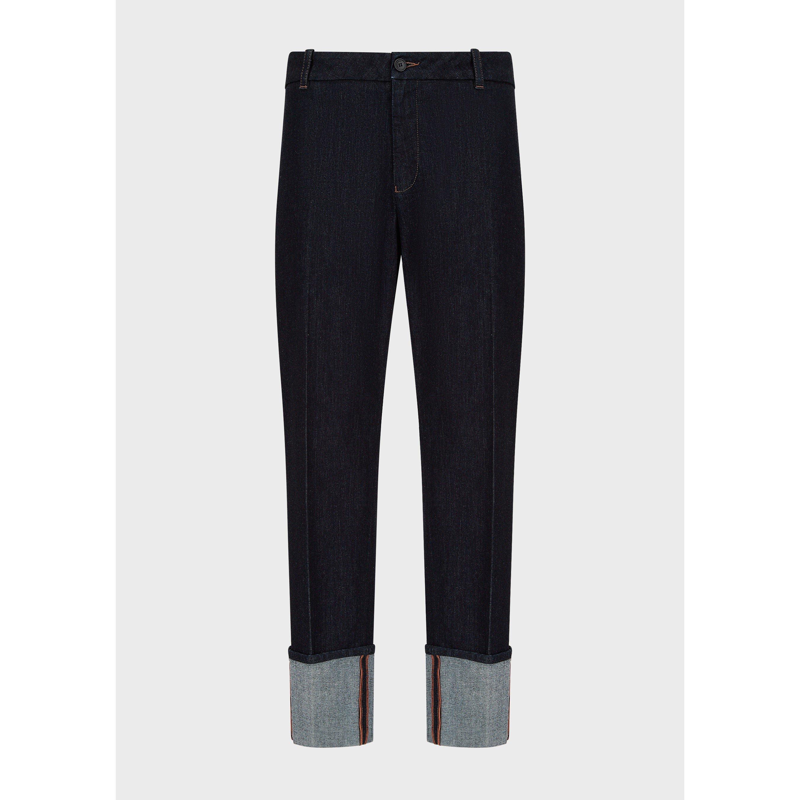 Dark Denim - Emporio Armani - Men's Denim Turn-Up Straight Leg Jeans - 5