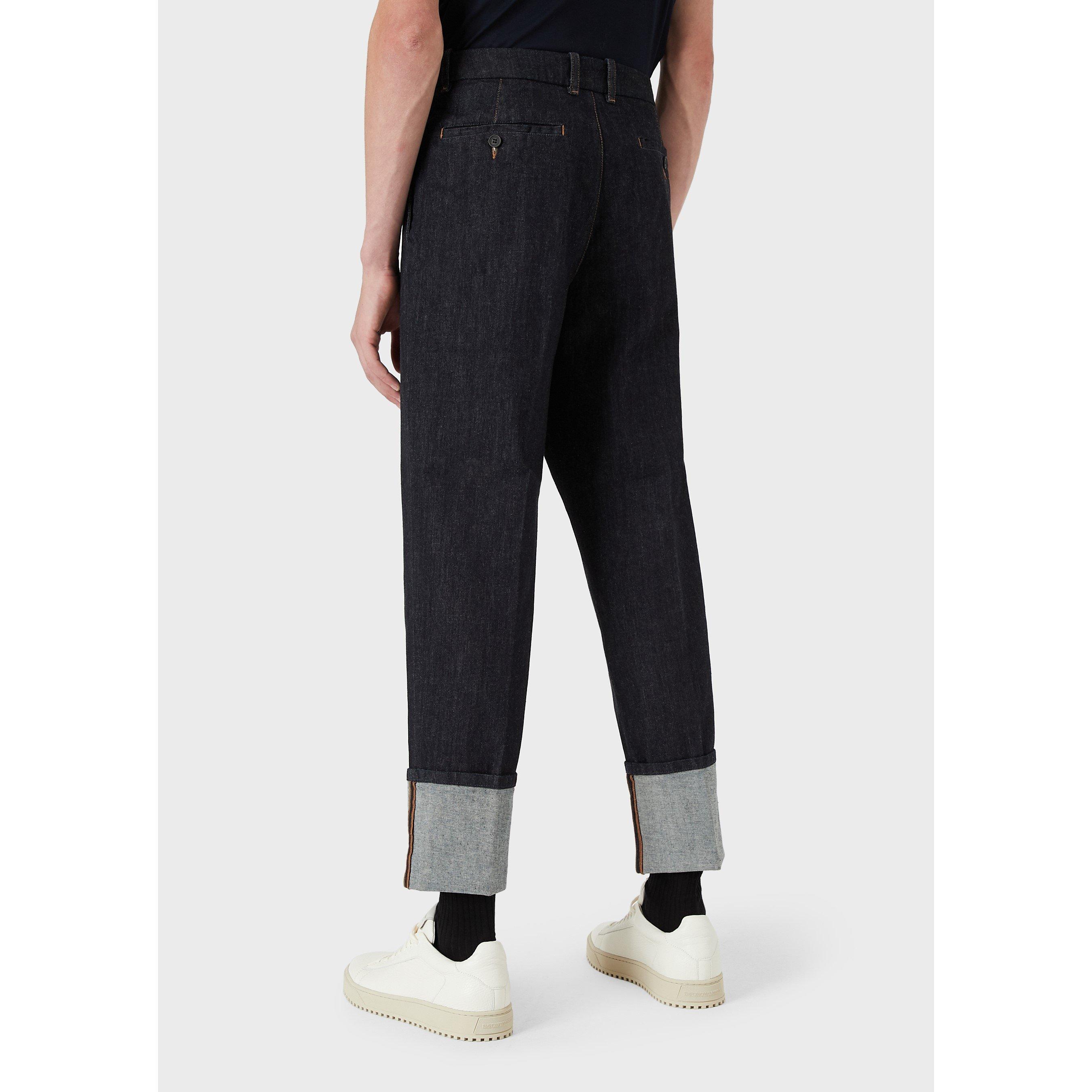 Dark Denim - Emporio Armani - Men's Denim Turn-Up Straight Leg Jeans - 3