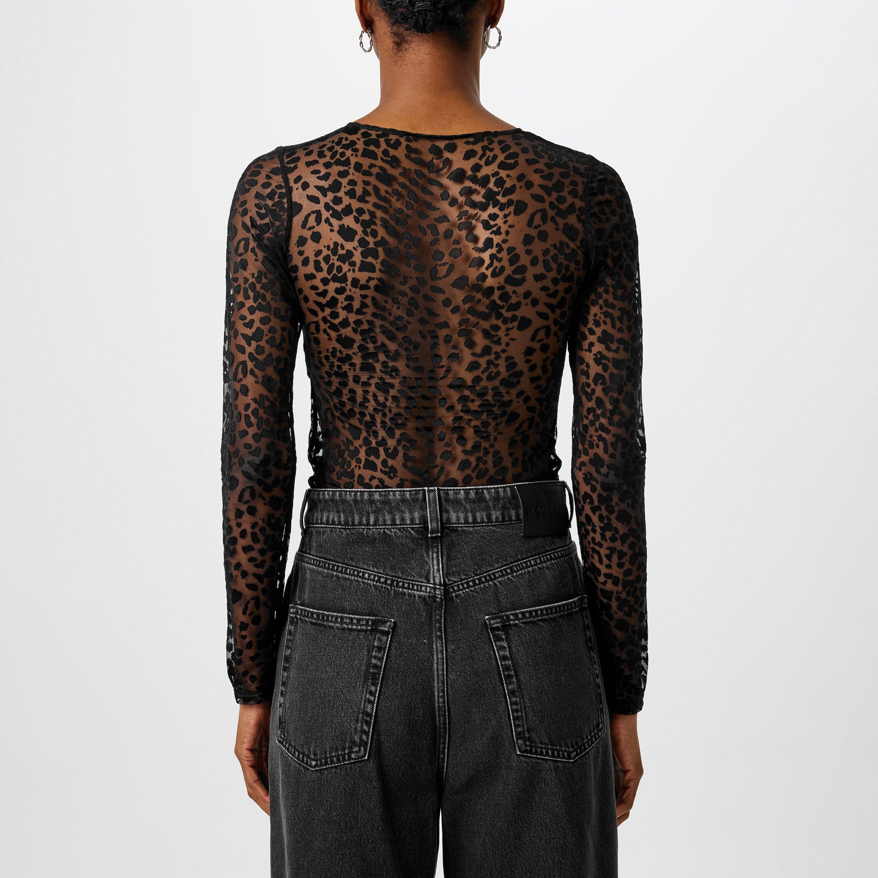 BLACK - Alexander McQueen - Leopard Long Sleeved Top - 3