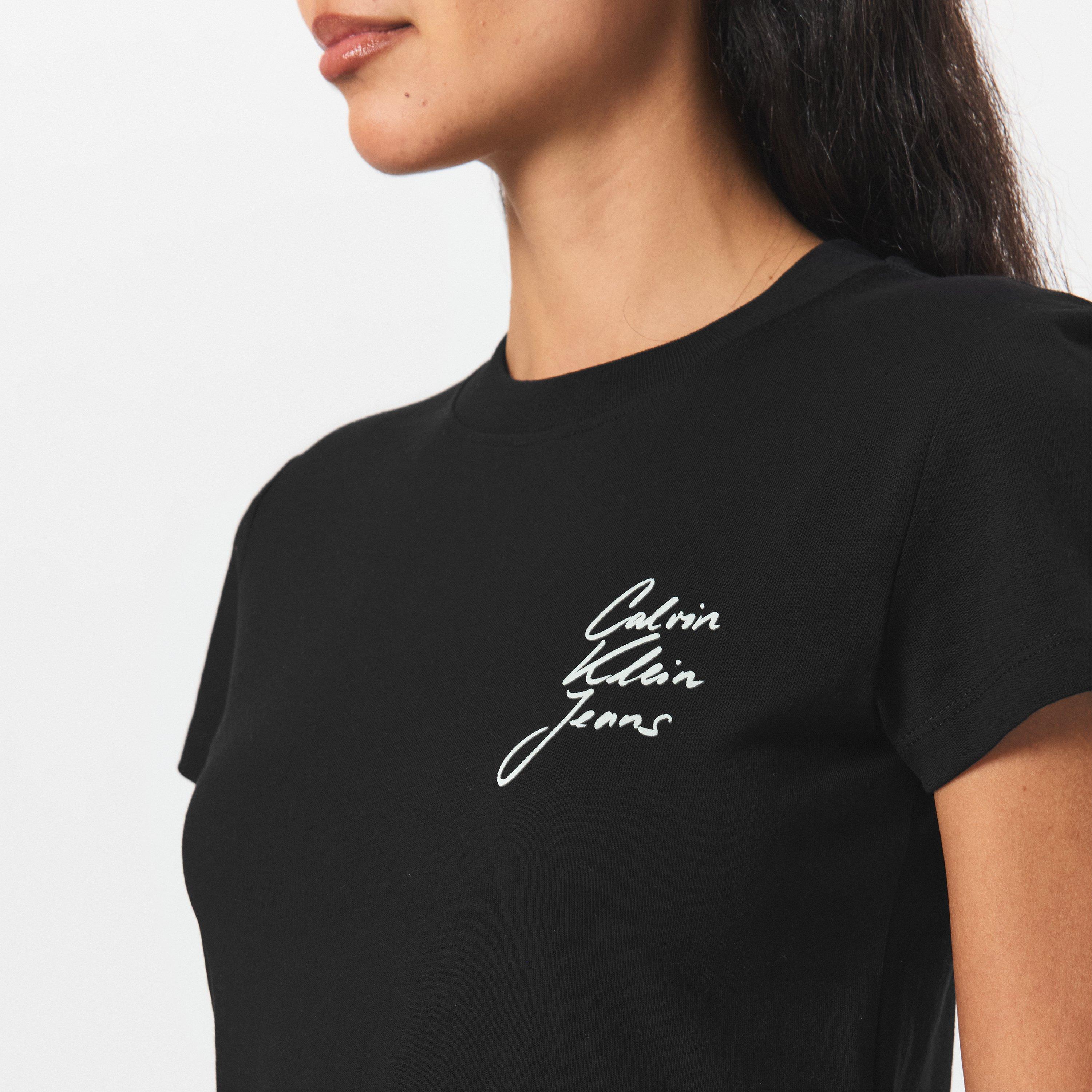 Ck Preto - Calvin Klein Jeans - Women's Script Institutional Crop Tops - 5