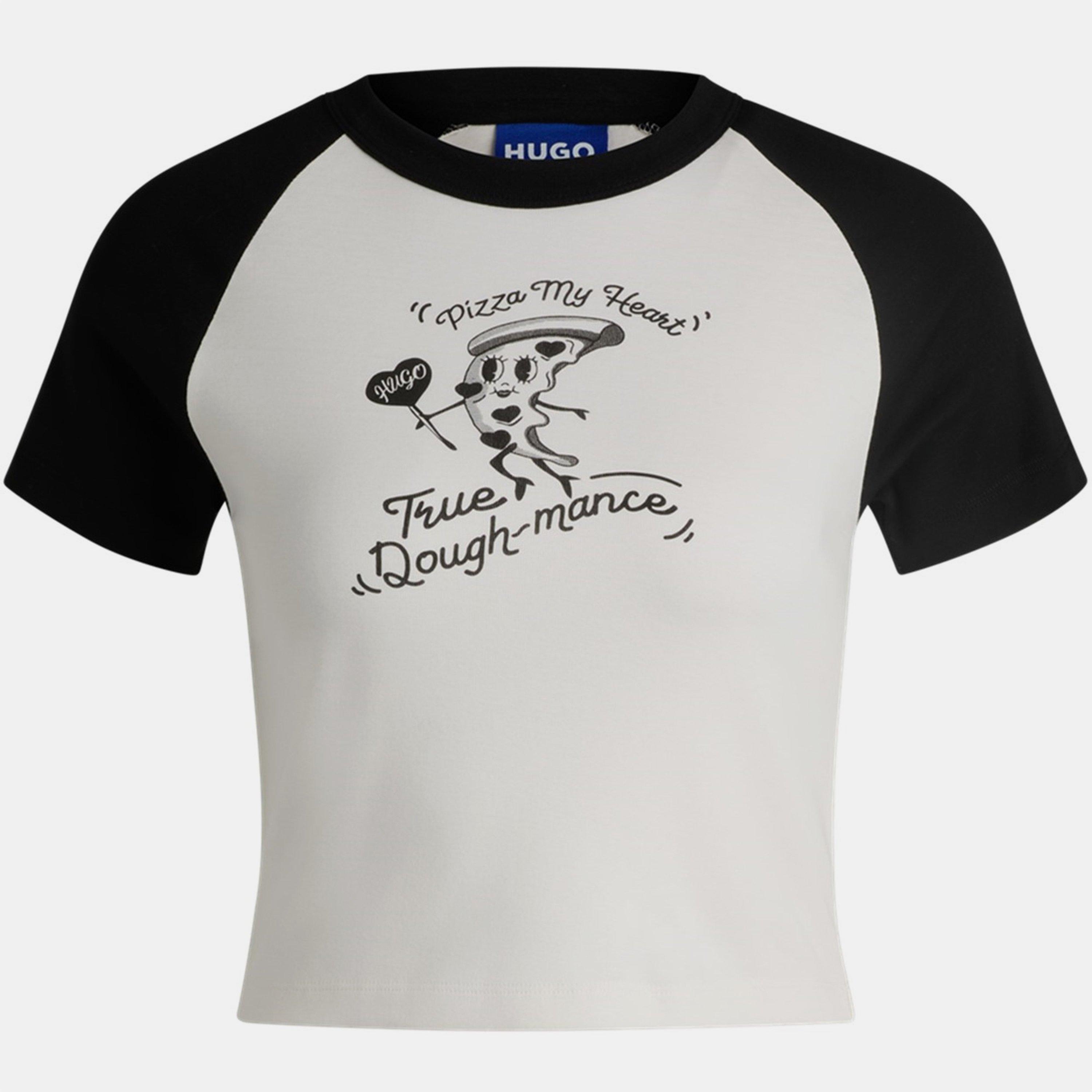 Black - Hugo - Deer Print Baby Tee Womens - 1