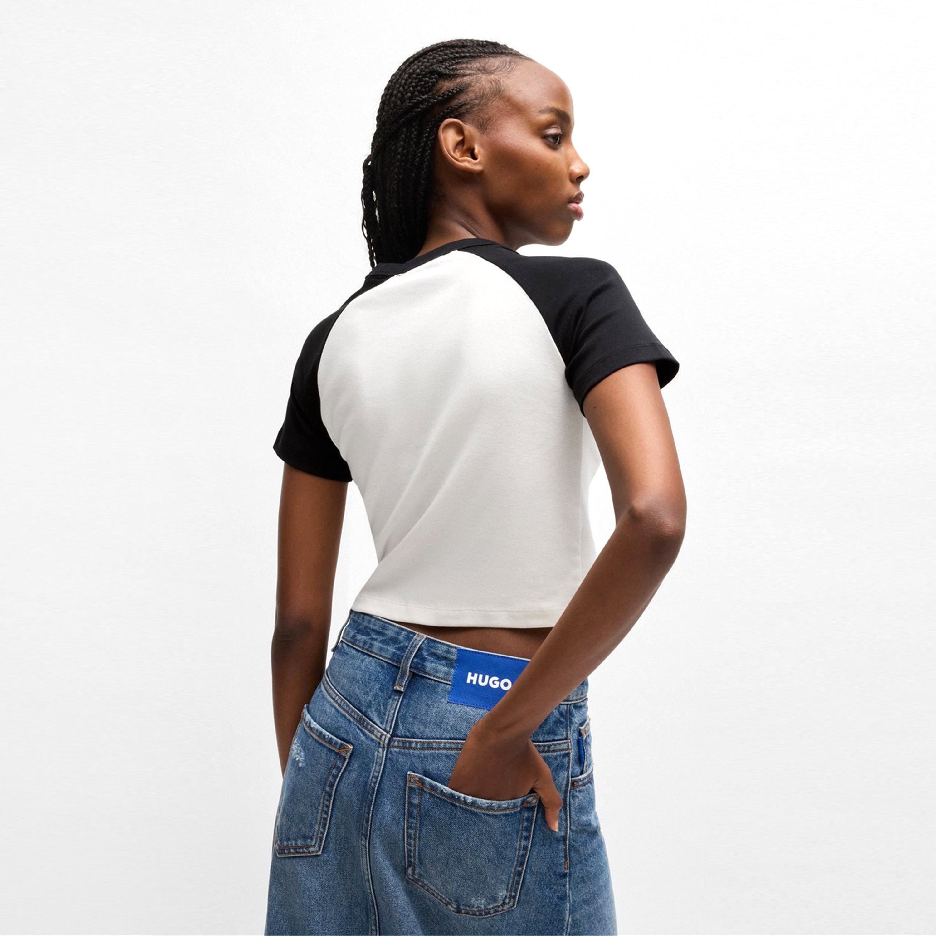 Black - Hugo - Deer Print Baby Tee Womens - 4